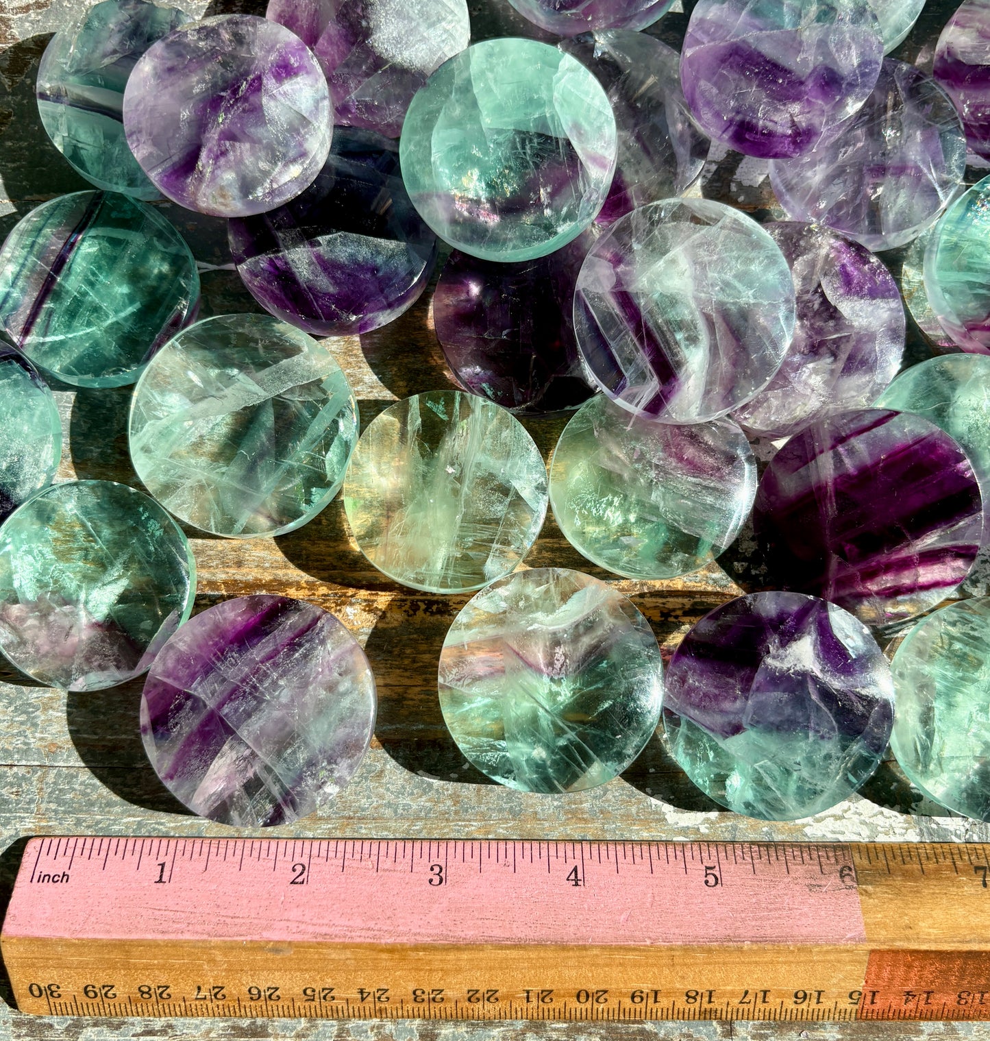 One (1) Gorgeous High Quality Rainbow Fluorite Medallion | 1.5" range | Intuitively Chosen