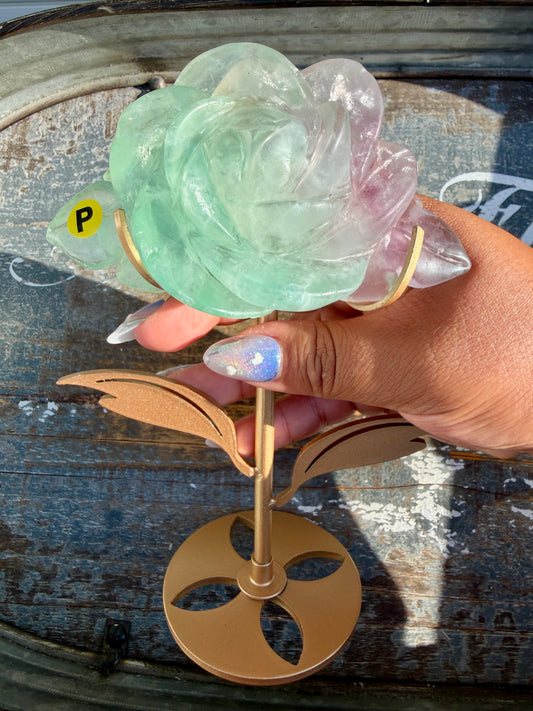 Gorgeous Rainbow Fluorite Flower on Stand | Opt P