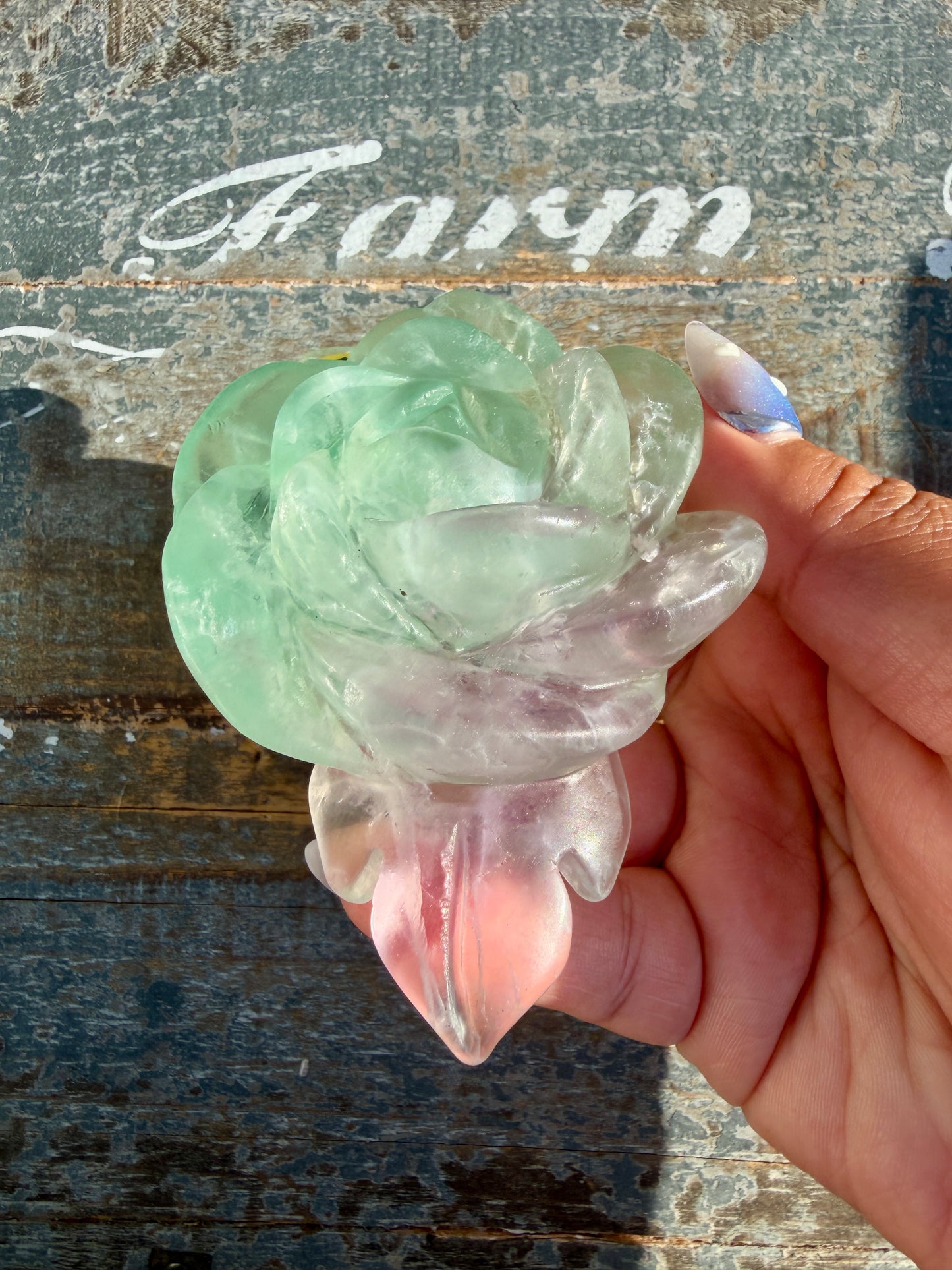 Gorgeous Rainbow Fluorite Flower on Stand | Opt P