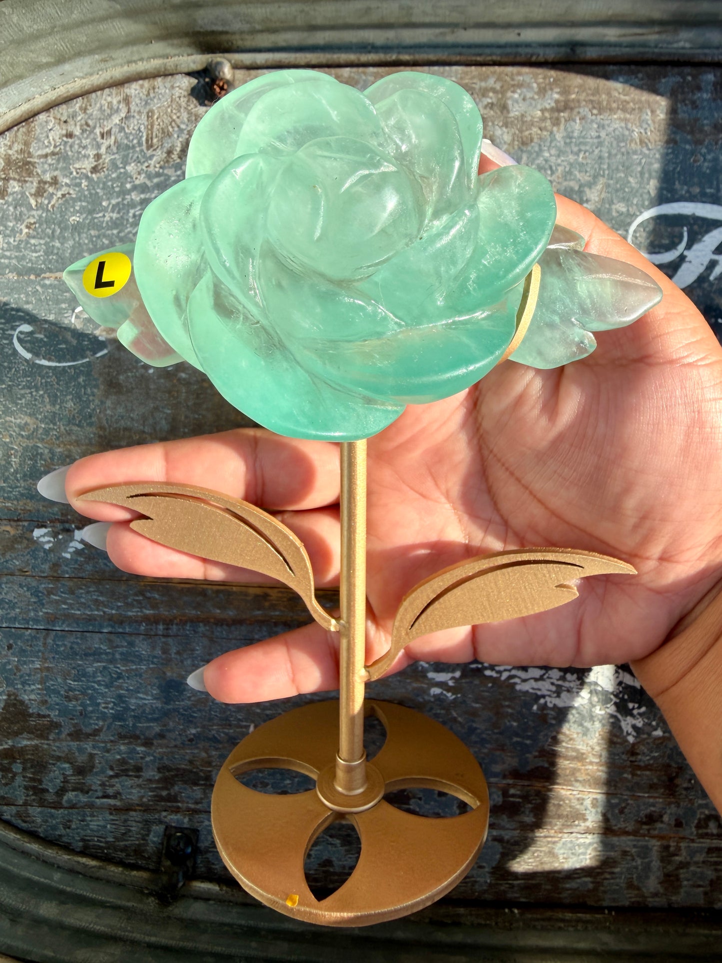 Gorgeous Rainbow Fluorite Flower on Stand | Opt L