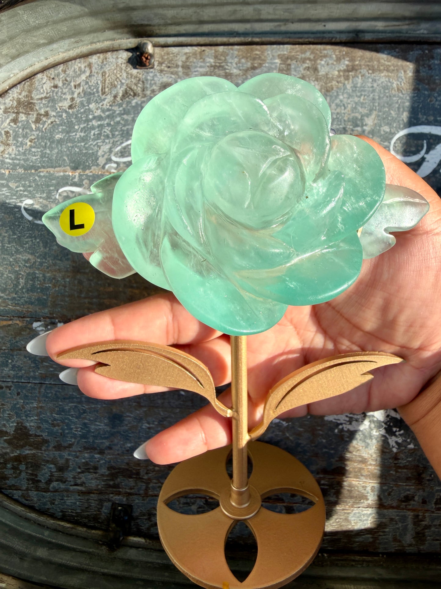 Gorgeous Rainbow Fluorite Flower on Stand | Opt L