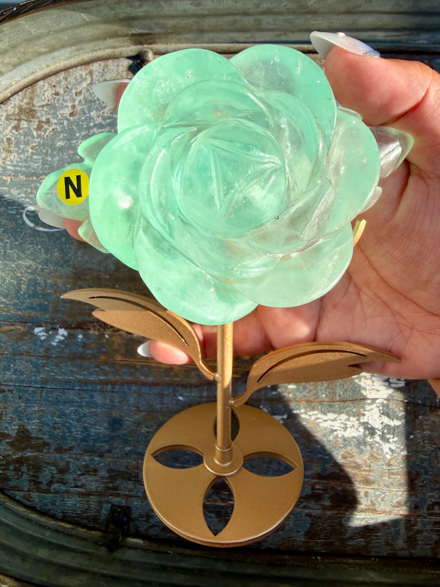 Gorgeous Rainbow Fluorite Flower on Stand | Opt N