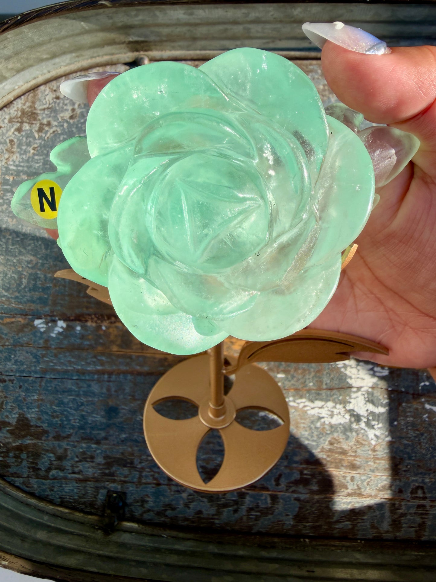 Gorgeous Rainbow Fluorite Flower on Stand | Opt N