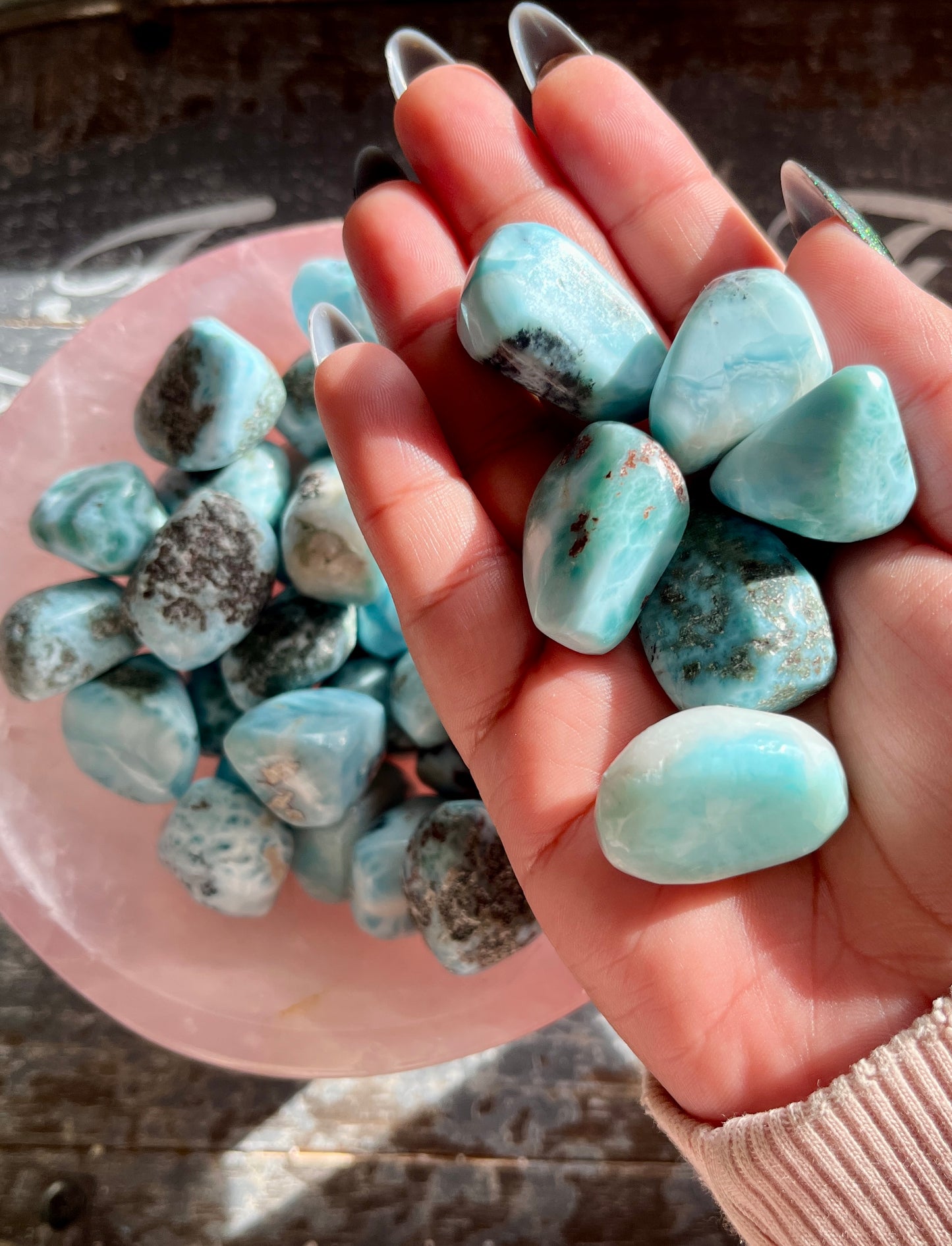 One (1) Gorgeous Larimar Tumbles B Grade from the Dominican Republic *Tucson Exclusive*