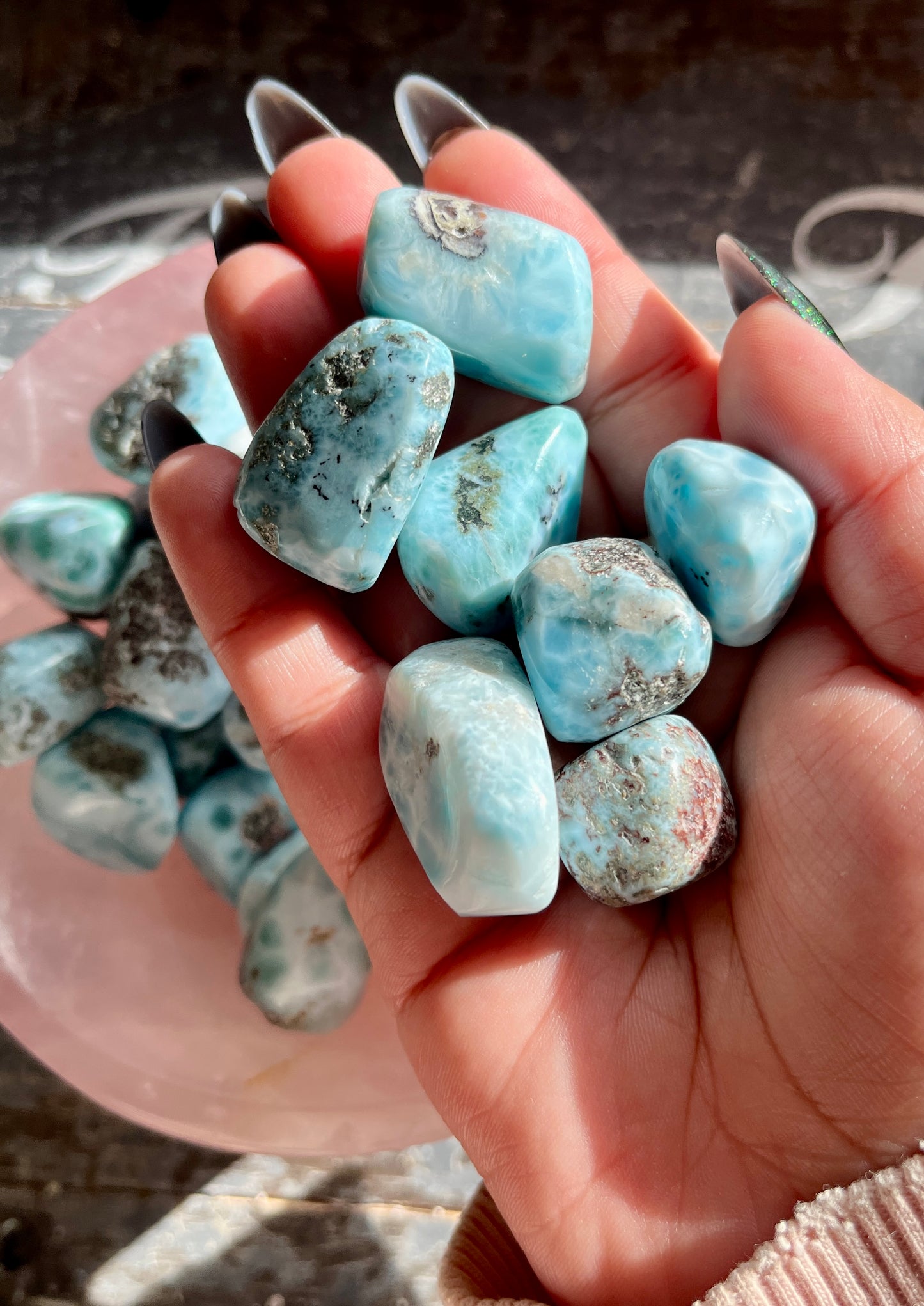 One (1) Gorgeous Larimar Tumbles B Grade from the Dominican Republic *Tucson Exclusive*