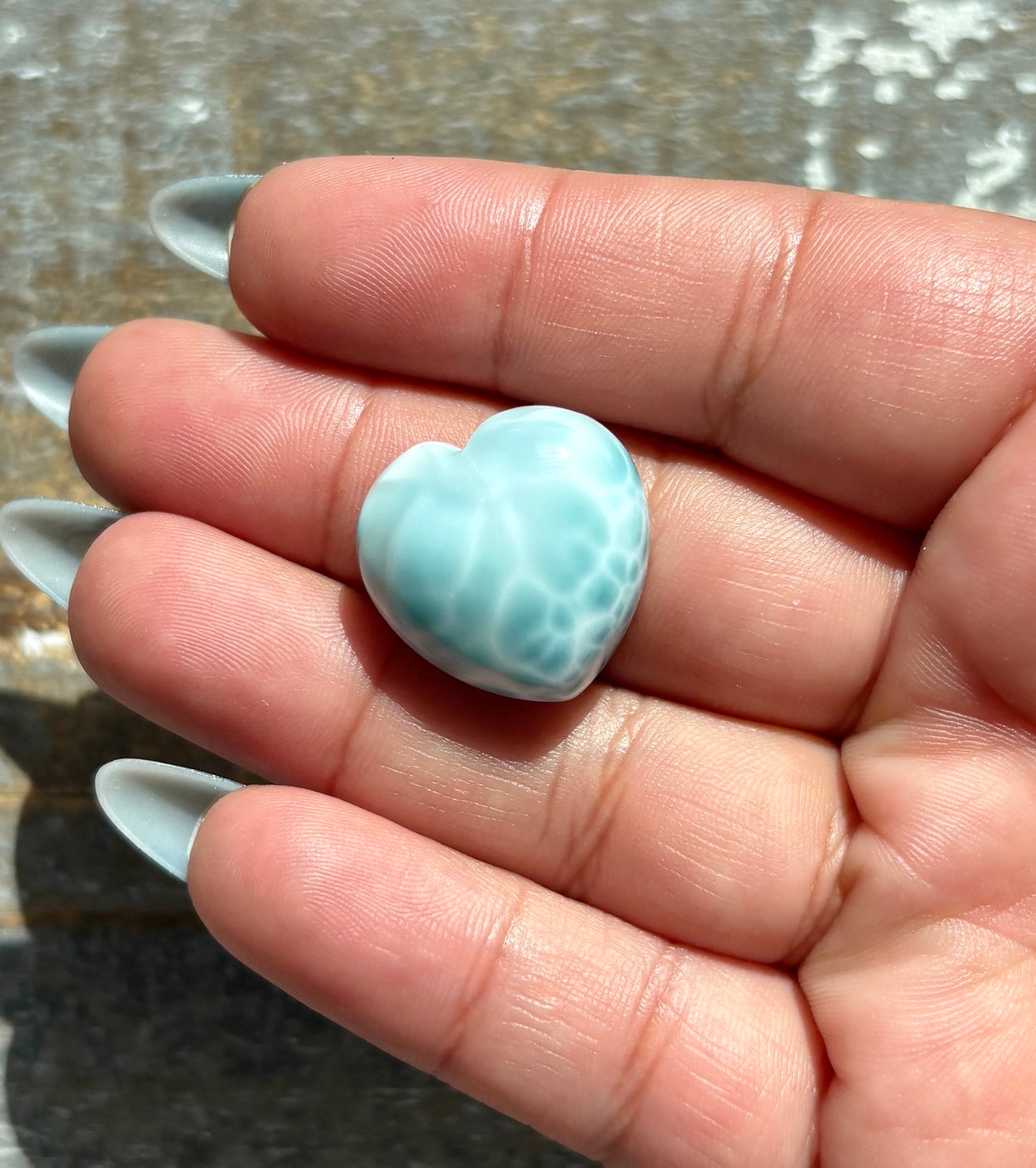 Gorgeous Larimar Hand Carved Heart from the Dominican Republic