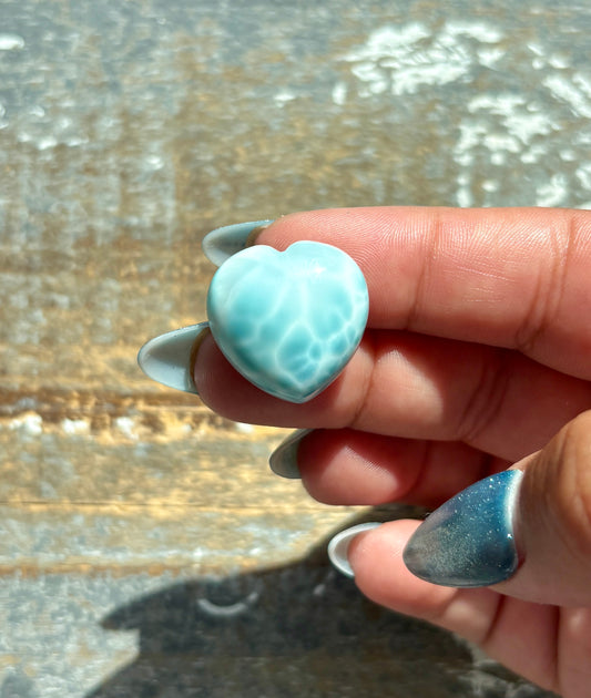 Gorgeous Larimar Hand Carved Heart from the Dominican Republic