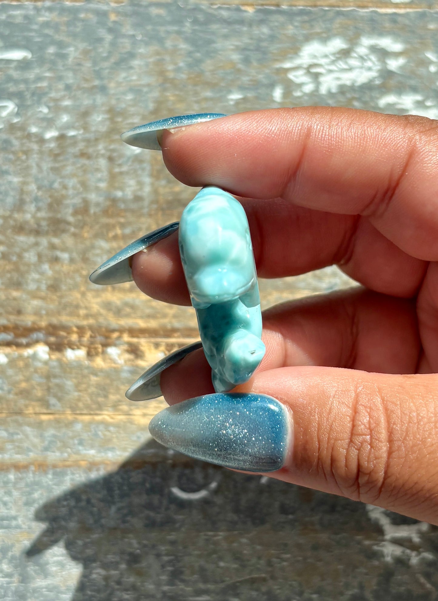 Gorgeous Larimar Hand Carved Dolphin from the Dominican Republic