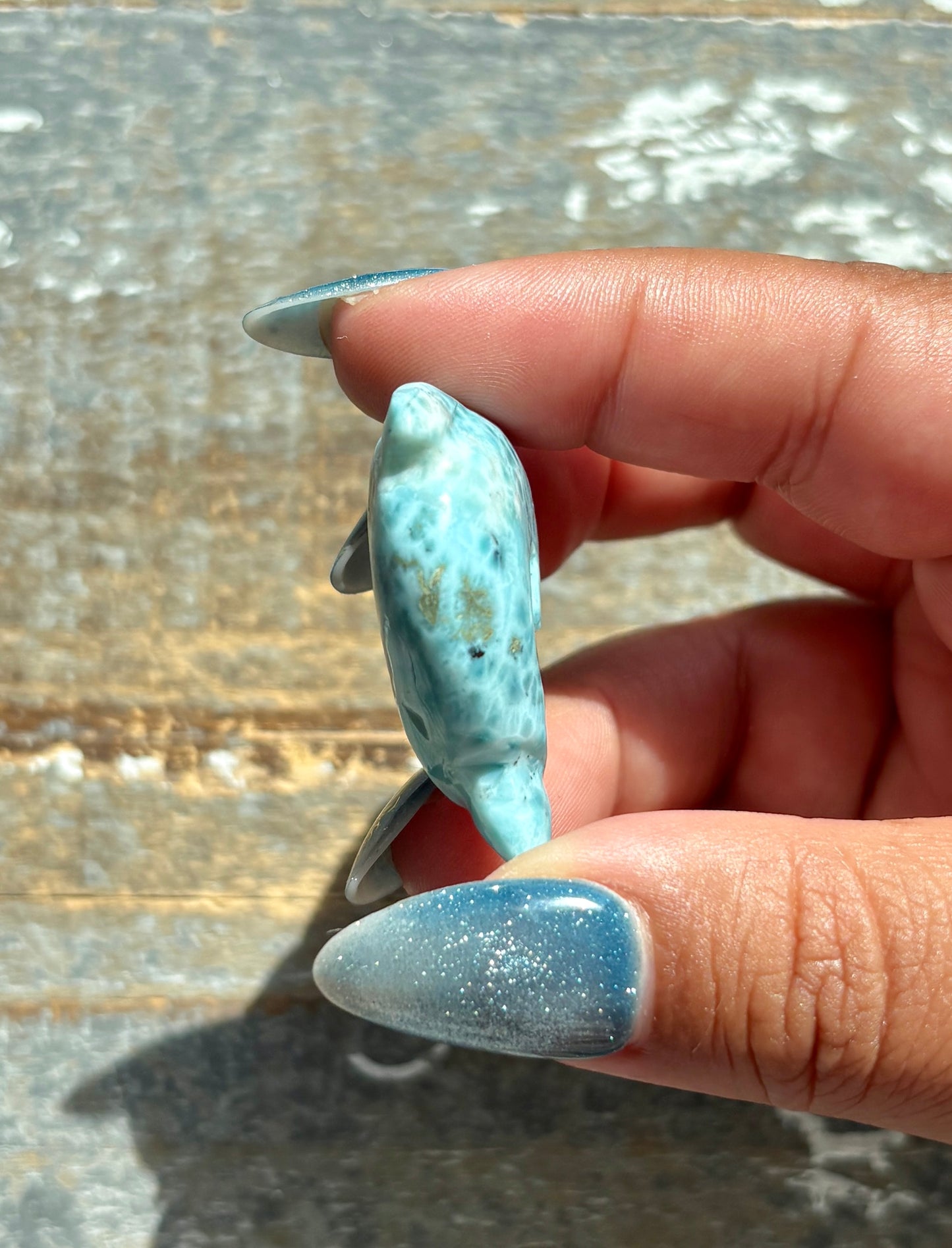 Gorgeous Larimar Hand Carved Dolphin from the Dominican Republic