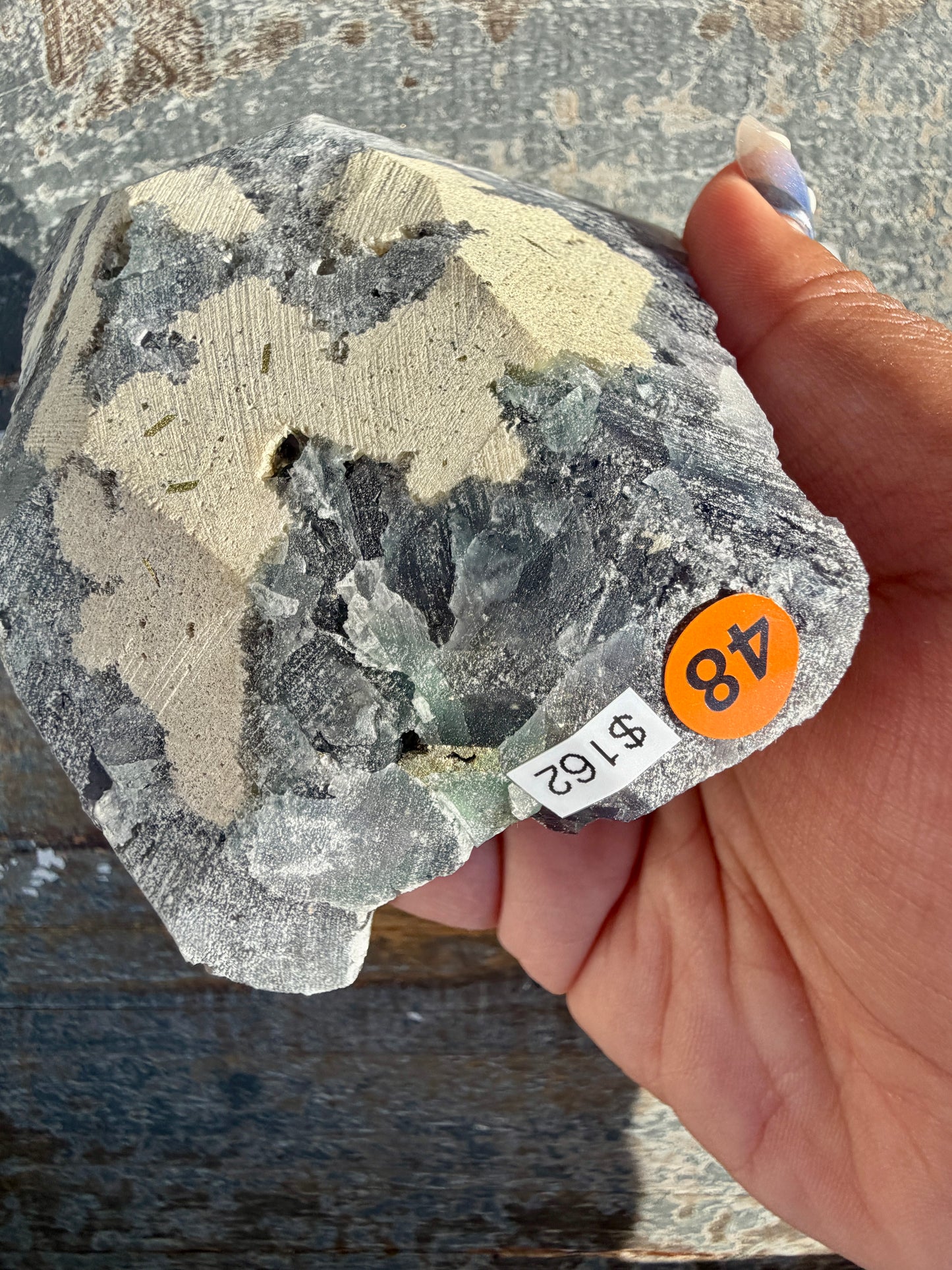 Gorgeous Cubic Dark Blue/Green Fluorite Specimen coated in Pyrite | China | Opt 48