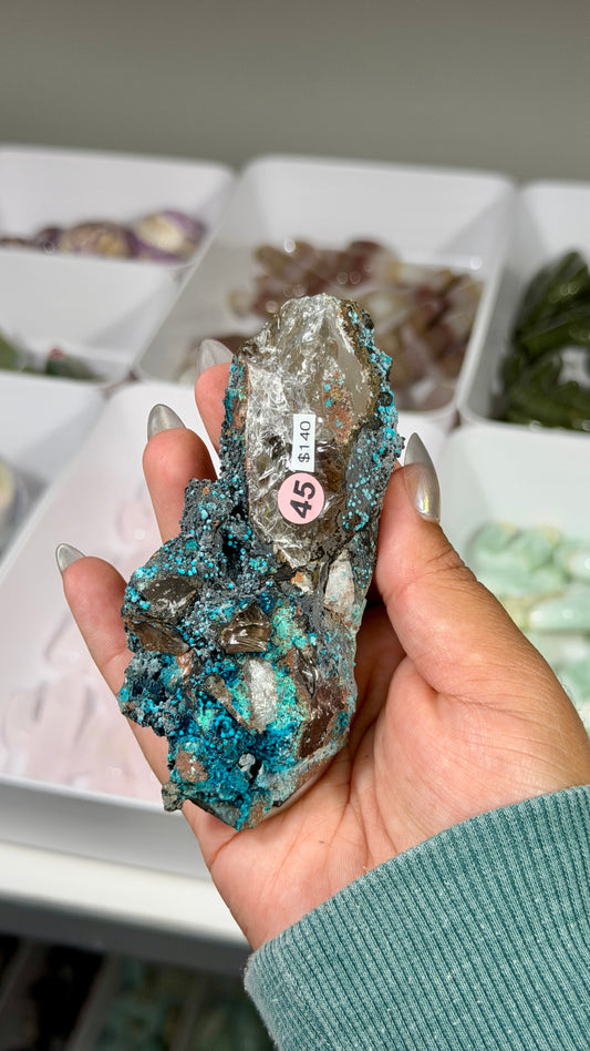 Gorgeous Chrysocolla & Quartz Specimen | Peru | Opt 45