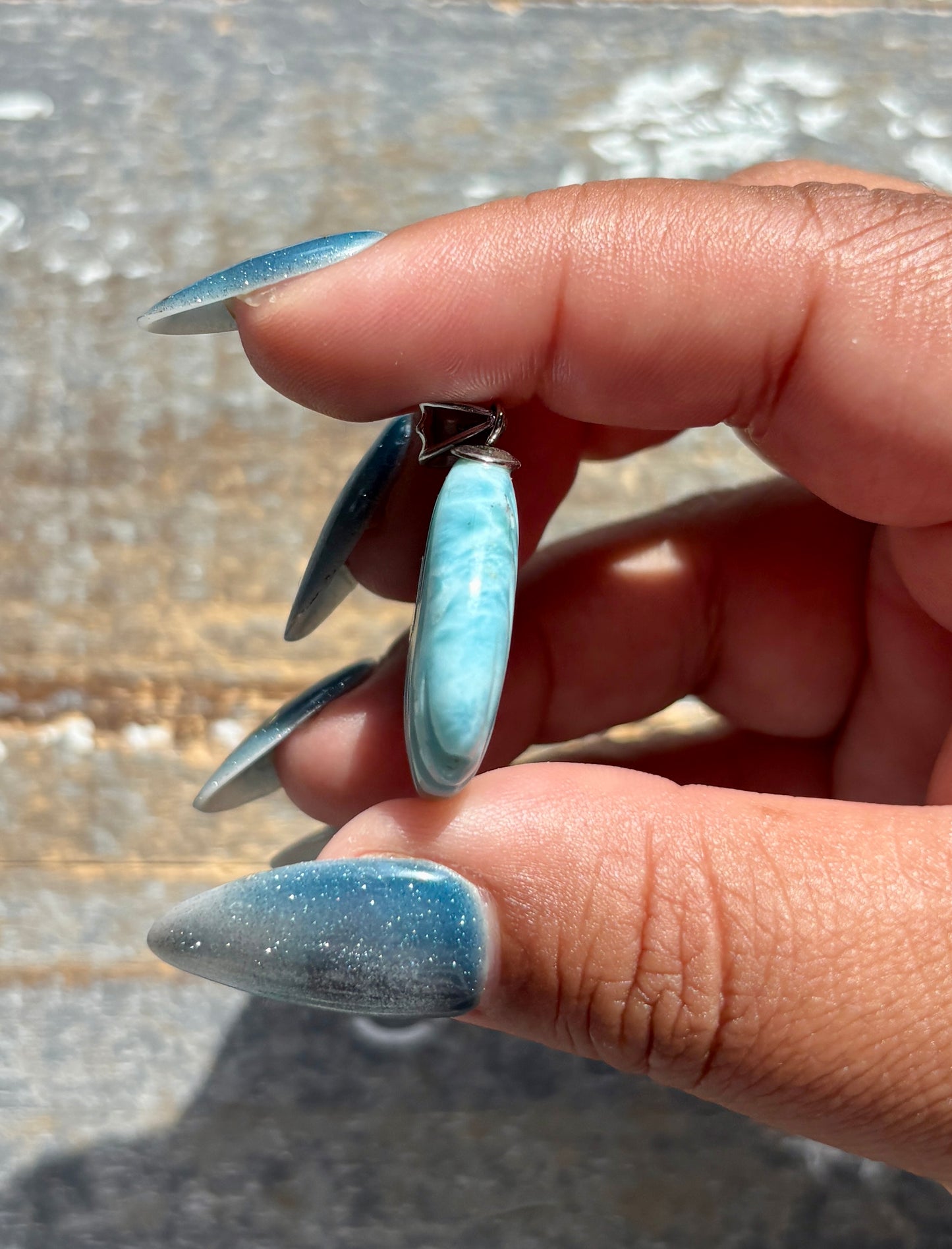 Gorgeous Larimar Hand Carved Shell Pendant from the Dominican Republic | 925 Sterling Silver