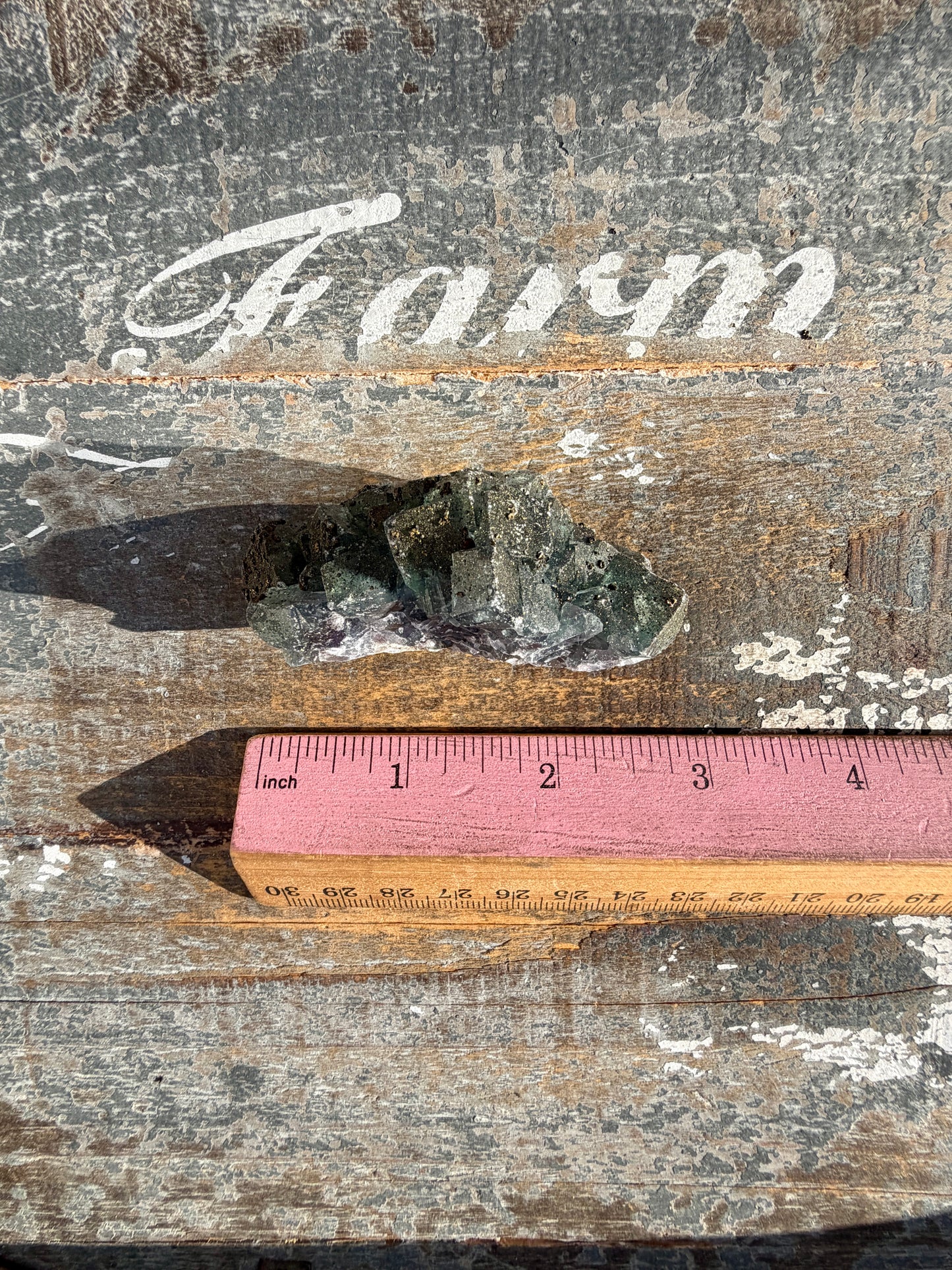 Gorgeous Cubic Dark Blue/Green Fluorite Specimen coated in Pyrite | China | Opt 61