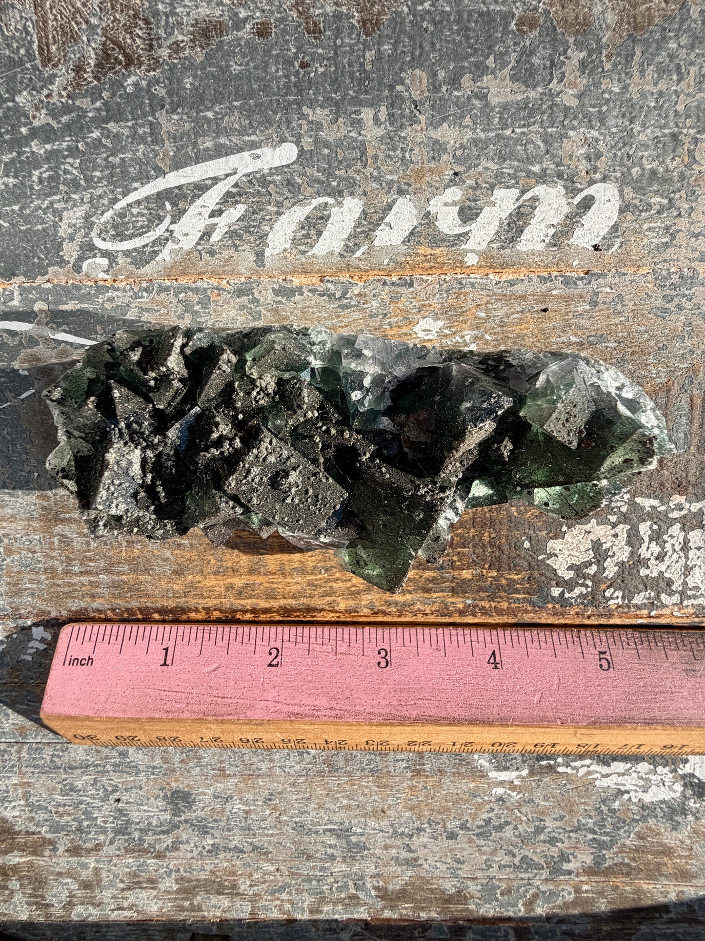 Gorgeous Cubic Dark Blue/Green Fluorite Specimen coated in Pyrite | China | Opt 56