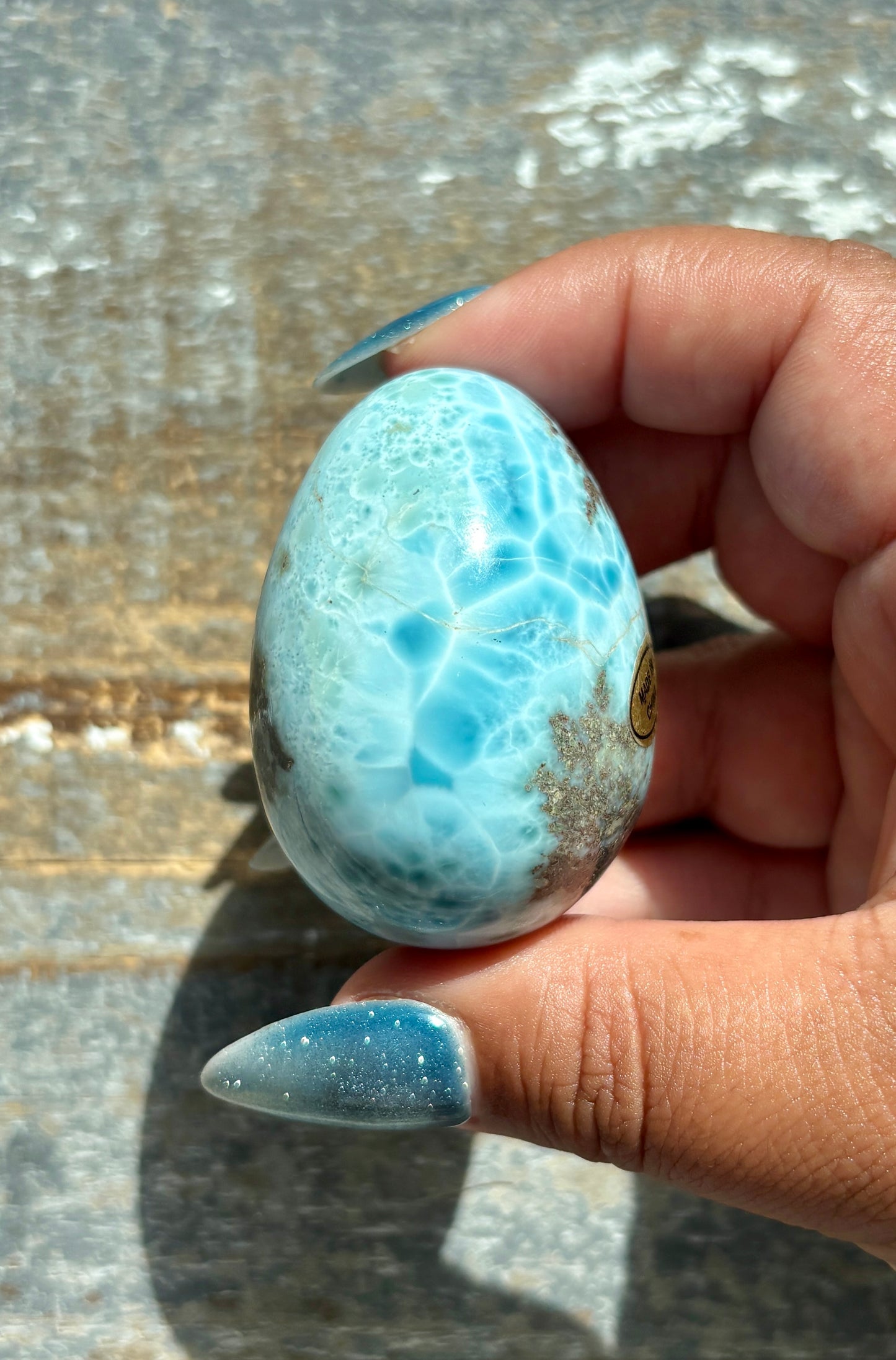 Gorgeous Larimar Hand Carved Egg from the Dominican Republic