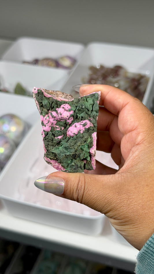 Gorgeous Malachite & Pink Colboltan Calcite Specimen | The Congo | Opt 52