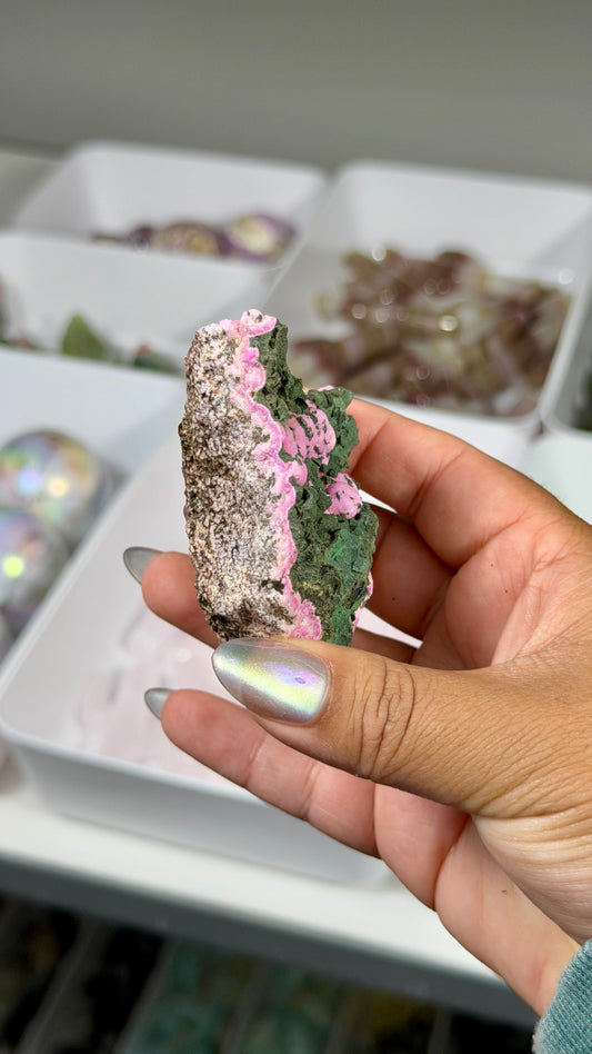 Gorgeous Malachite & Pink Colboltan Calcite Specimen | The Congo | Opt 52