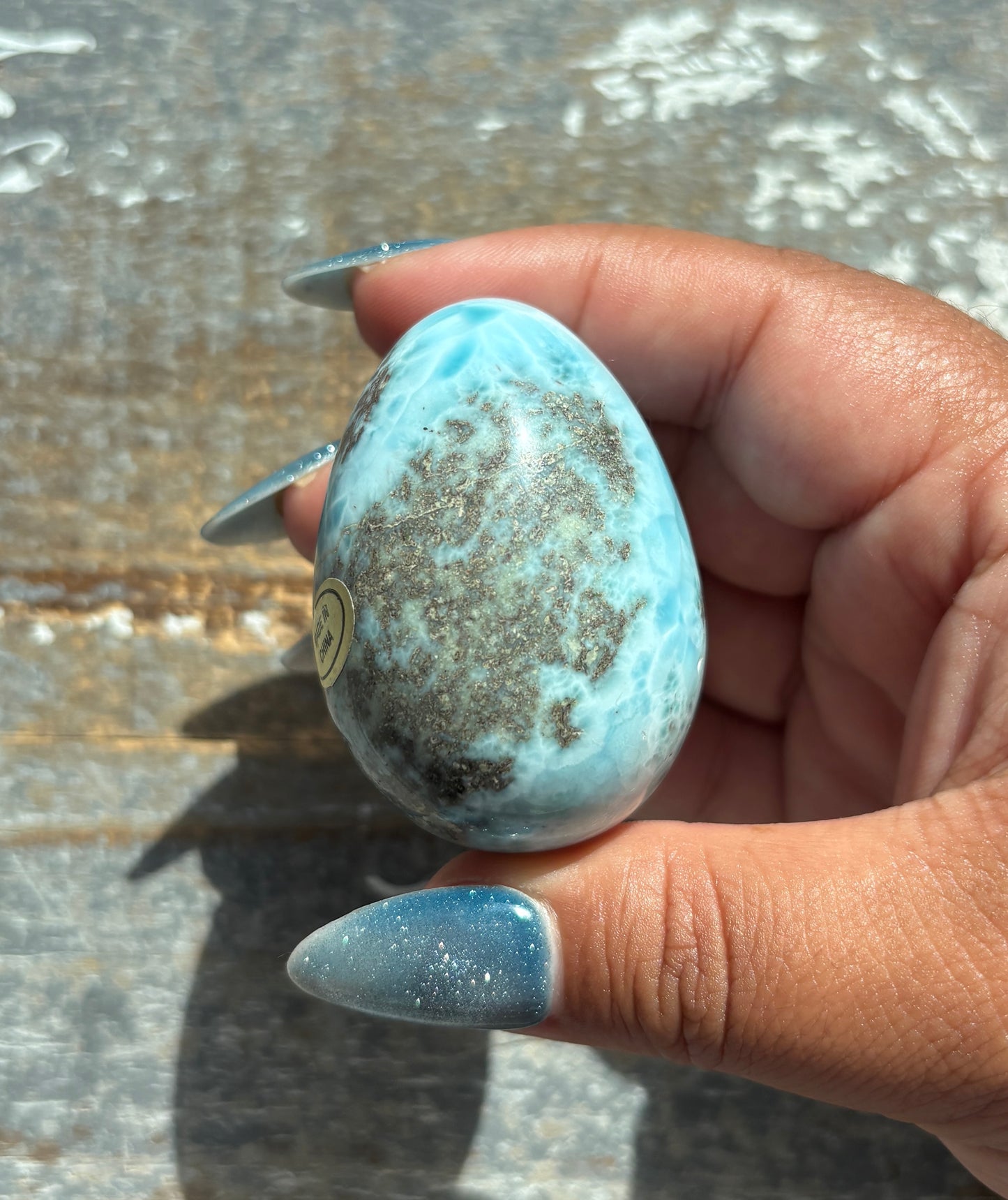 Gorgeous Larimar Hand Carved Egg from the Dominican Republic