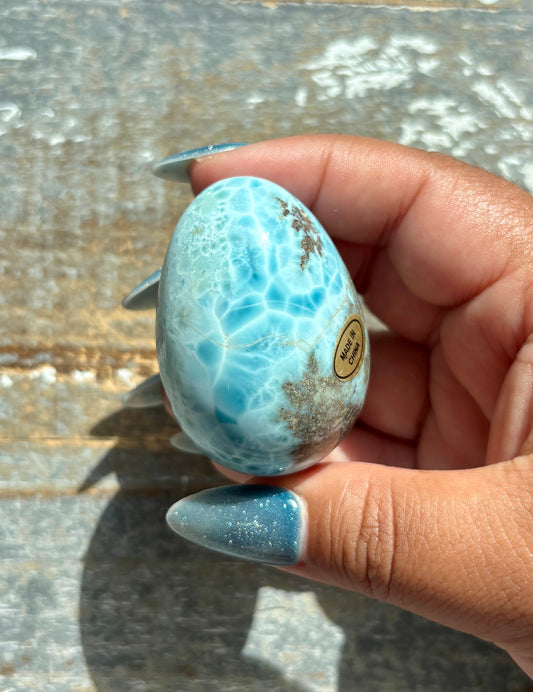 Gorgeous Larimar Hand Carved Egg from the Dominican Republic