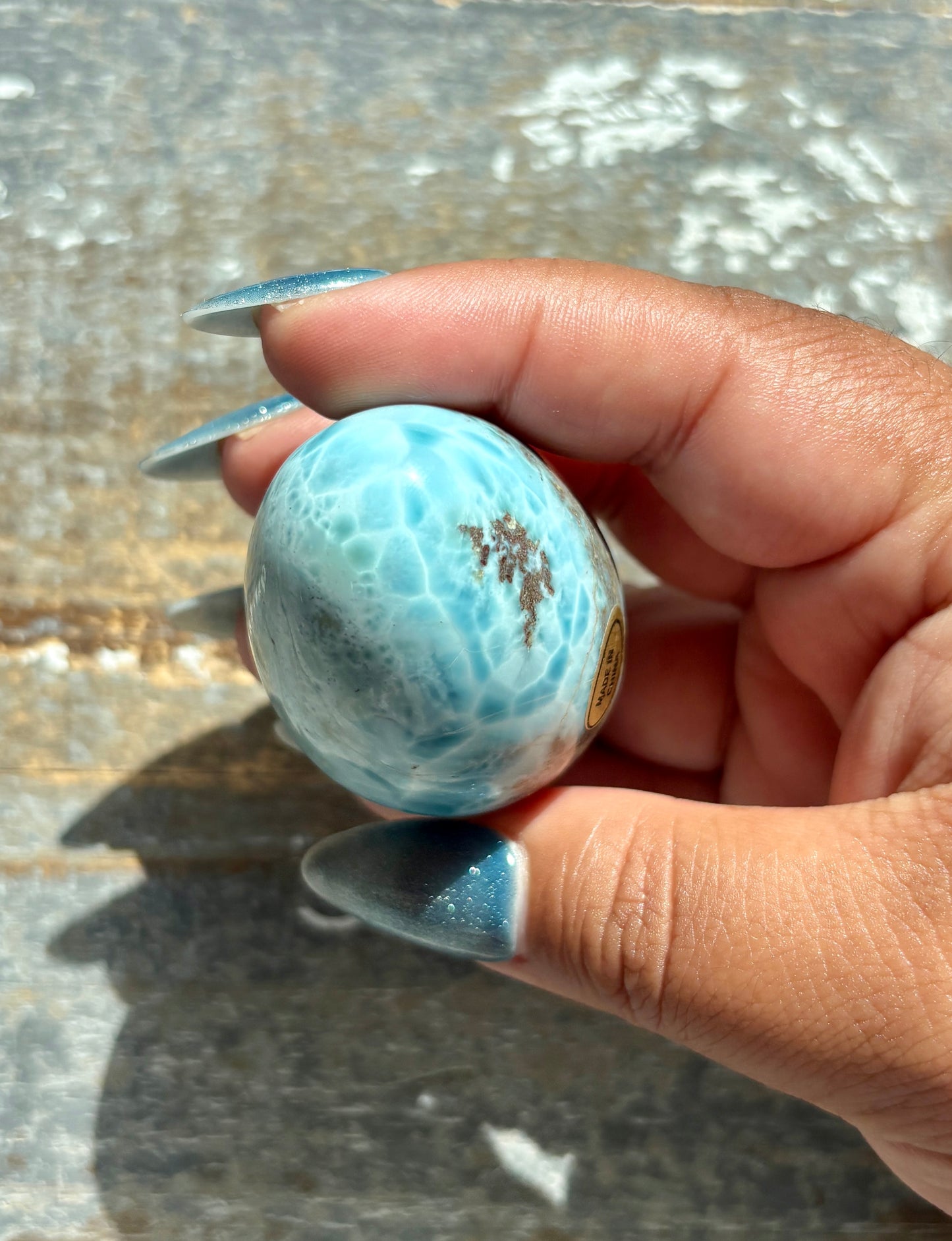 Gorgeous Larimar Hand Carved Egg from the Dominican Republic