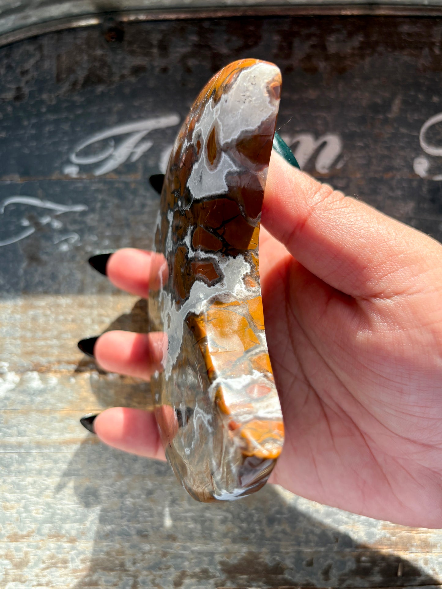 Gorgeous Brecciated Jasper in Agate Half Moon from Indonesia