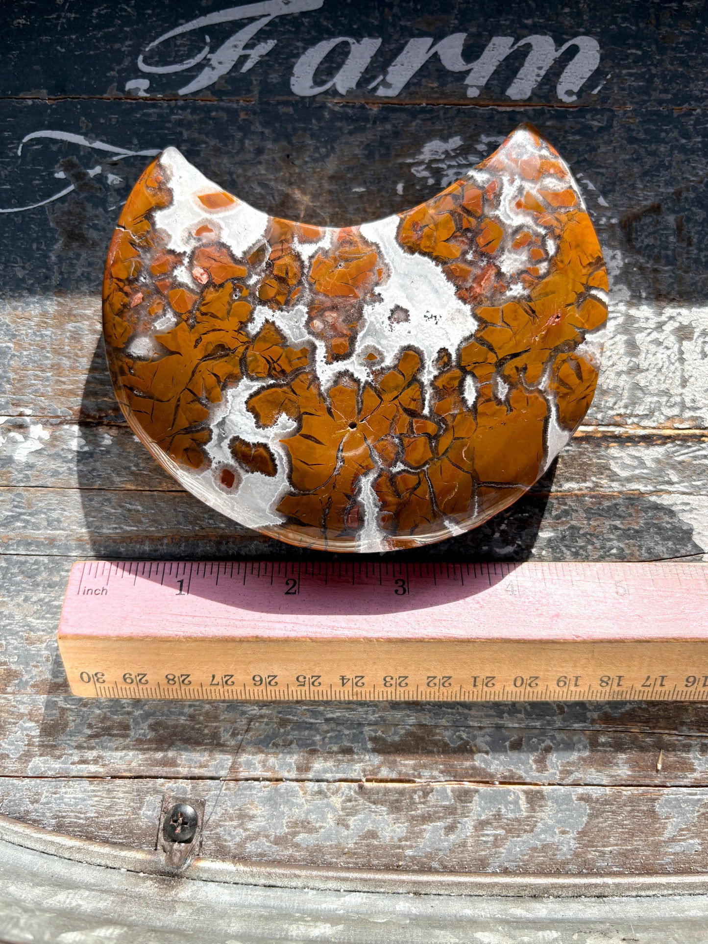 Gorgeous Brecciated Jasper in Agate Half Moon from Indonesia