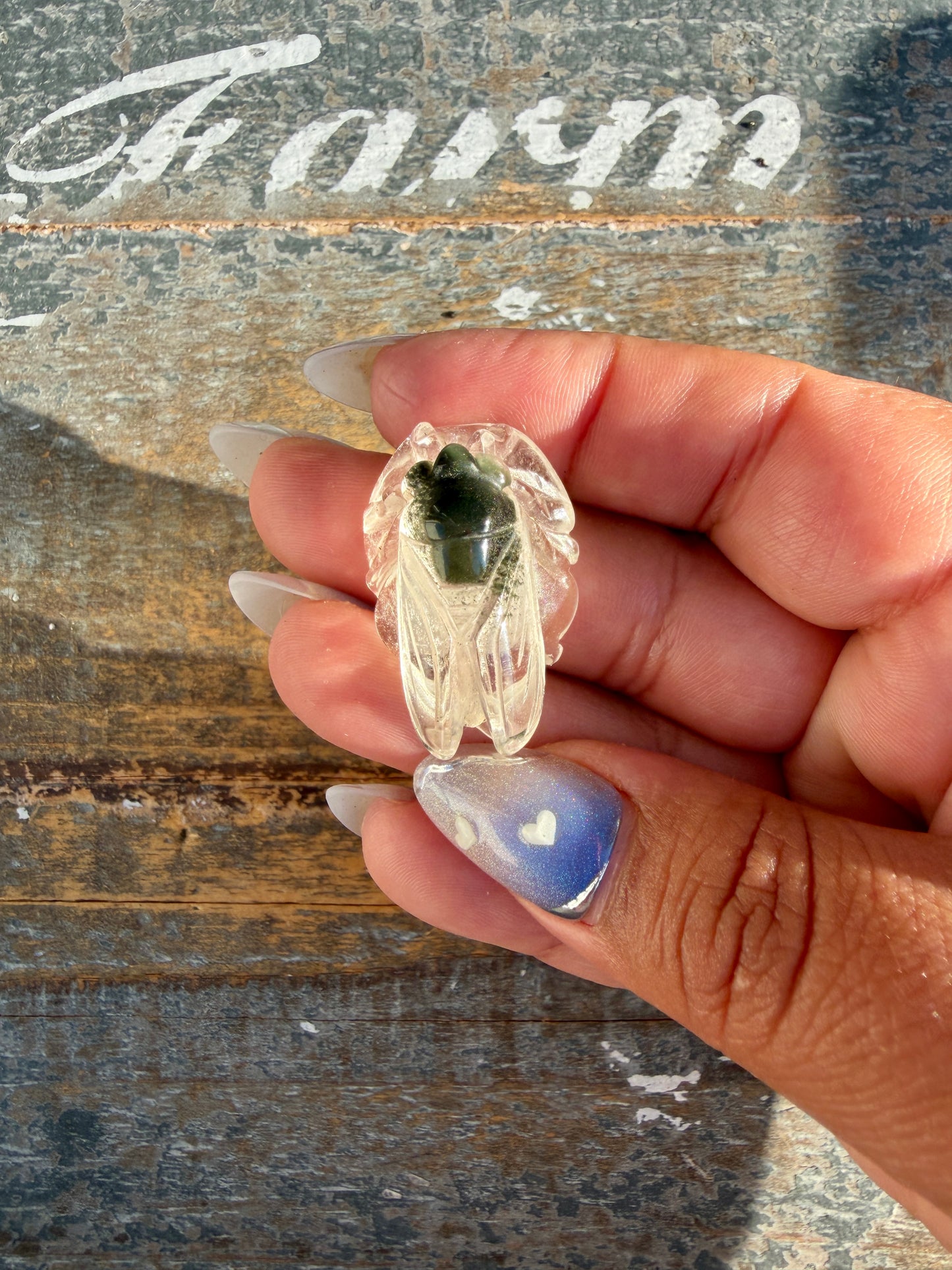 Gorgeous Hand Carved Garden Quartz Cicada | Opt Z