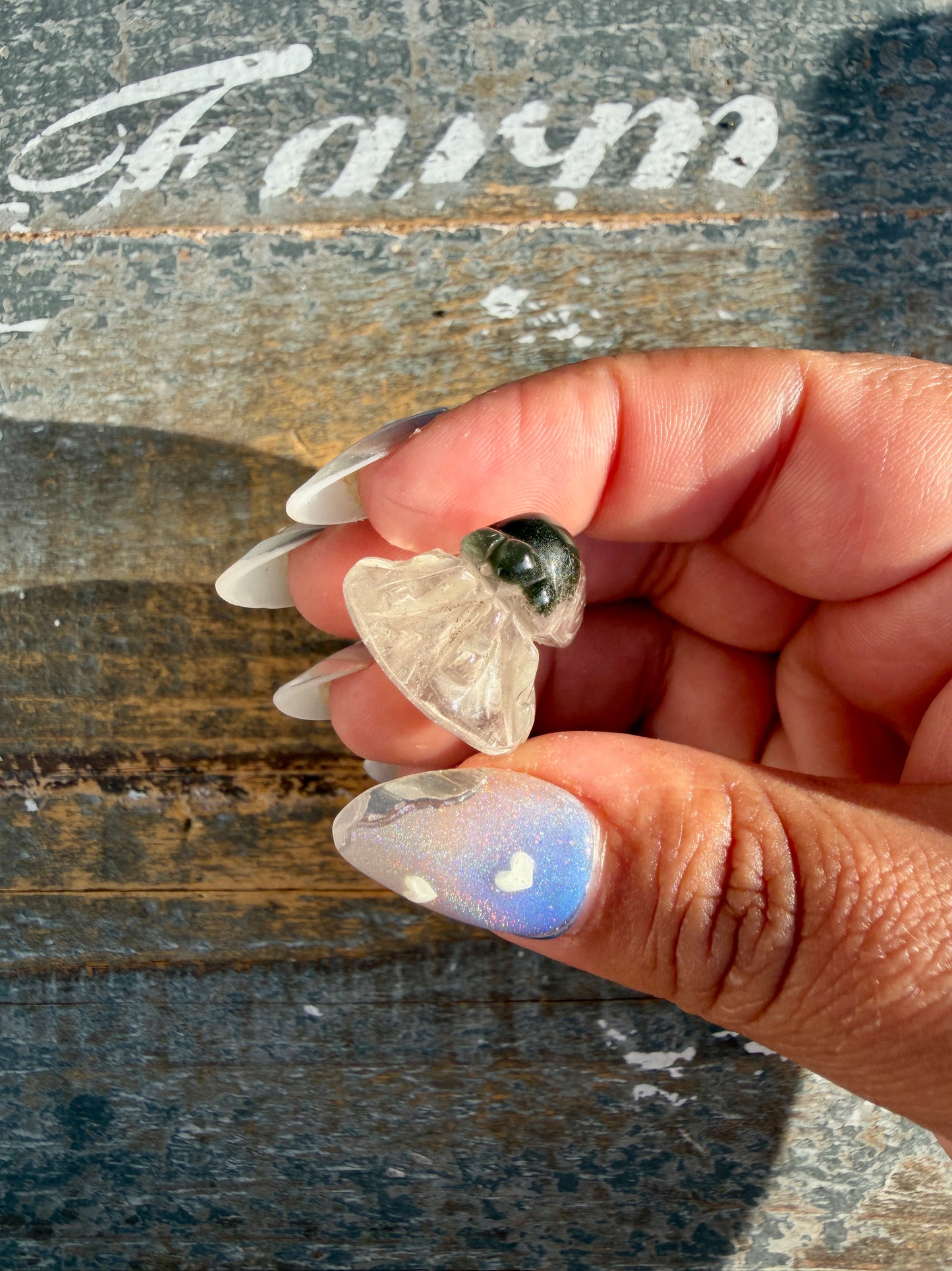 Gorgeous Hand Carved Garden Quartz Cicada | Opt Z