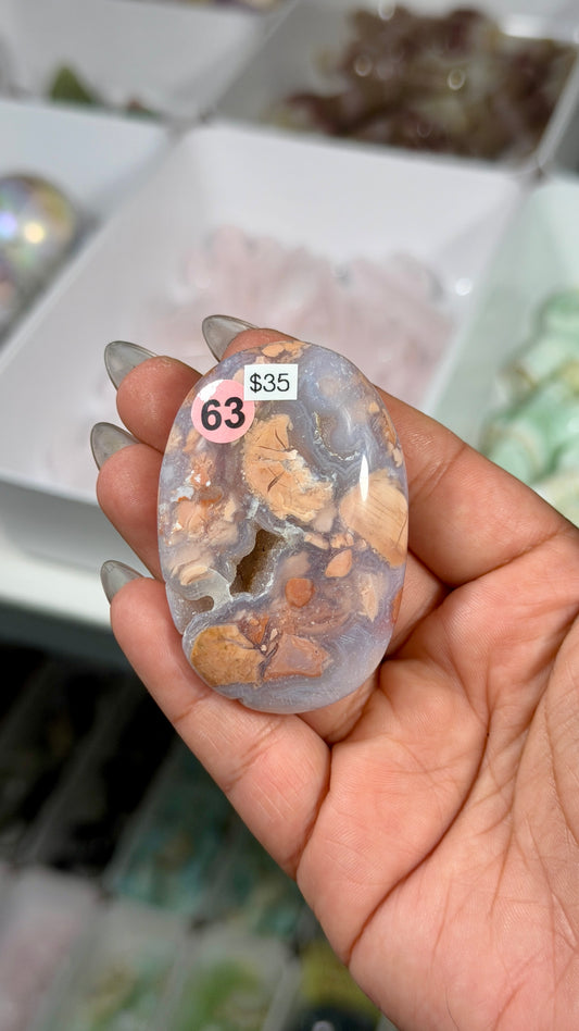 Gorgeous Pink Cotton Candy Agate Palm Stone | Mexico | Opt 63
