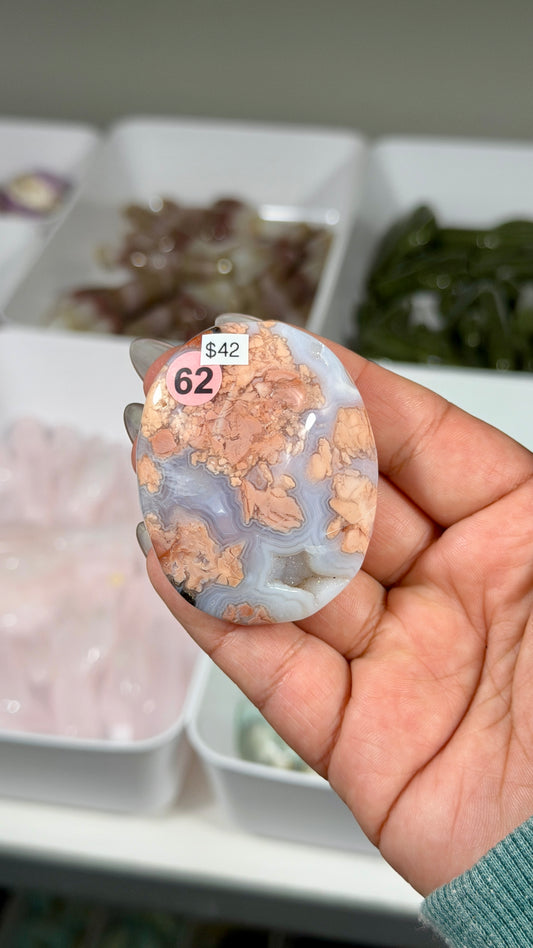 Gorgeous Pink Cotton Candy Agate Palm Stone | Mexico | Opt 62