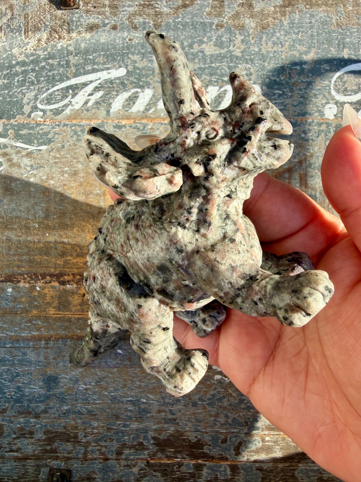 Unique Triceratops Carving in Yooperlite | UV reactive