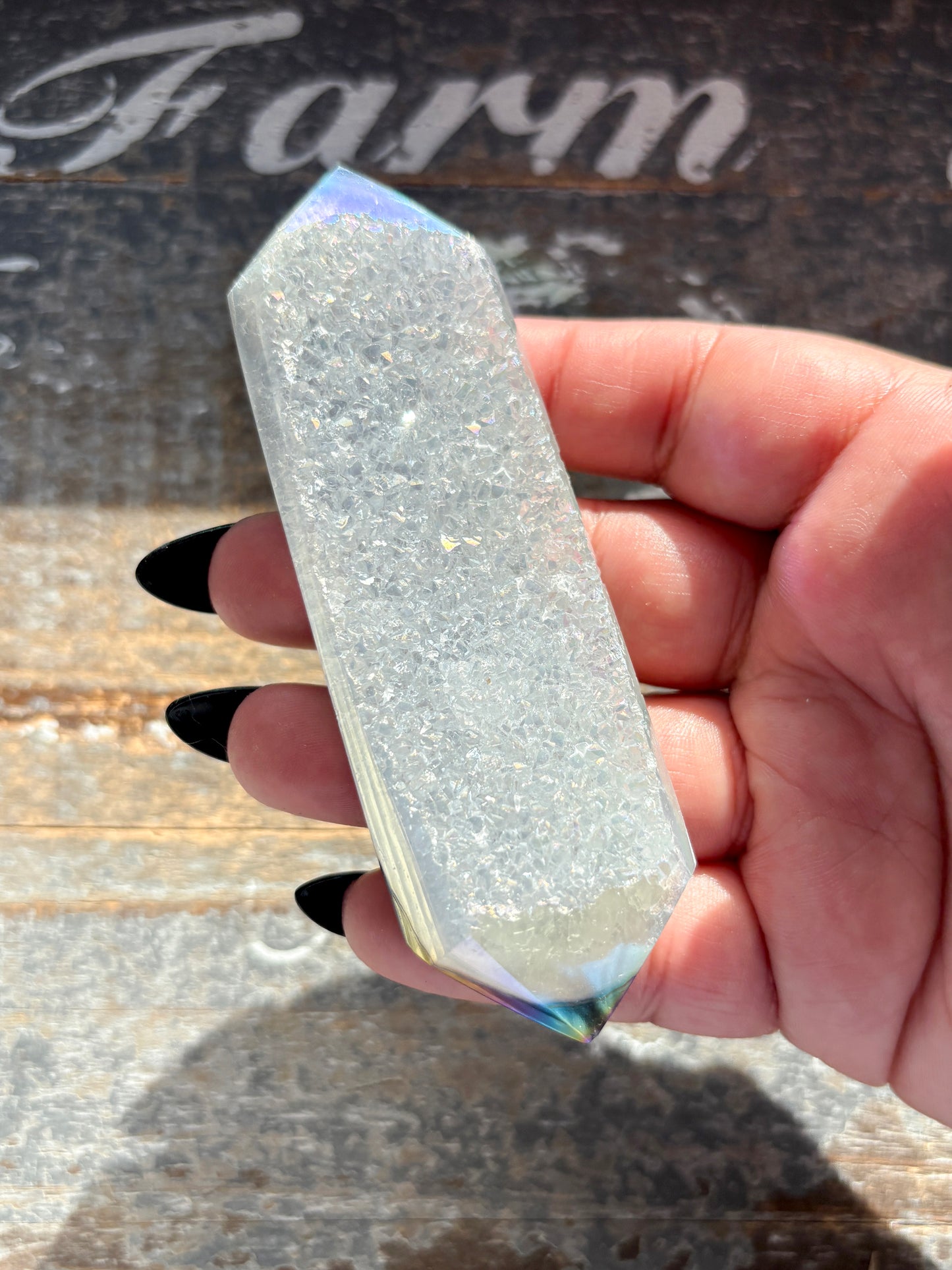 Gorgeous Aura Coated Aura Wand with Druzy from Brazil