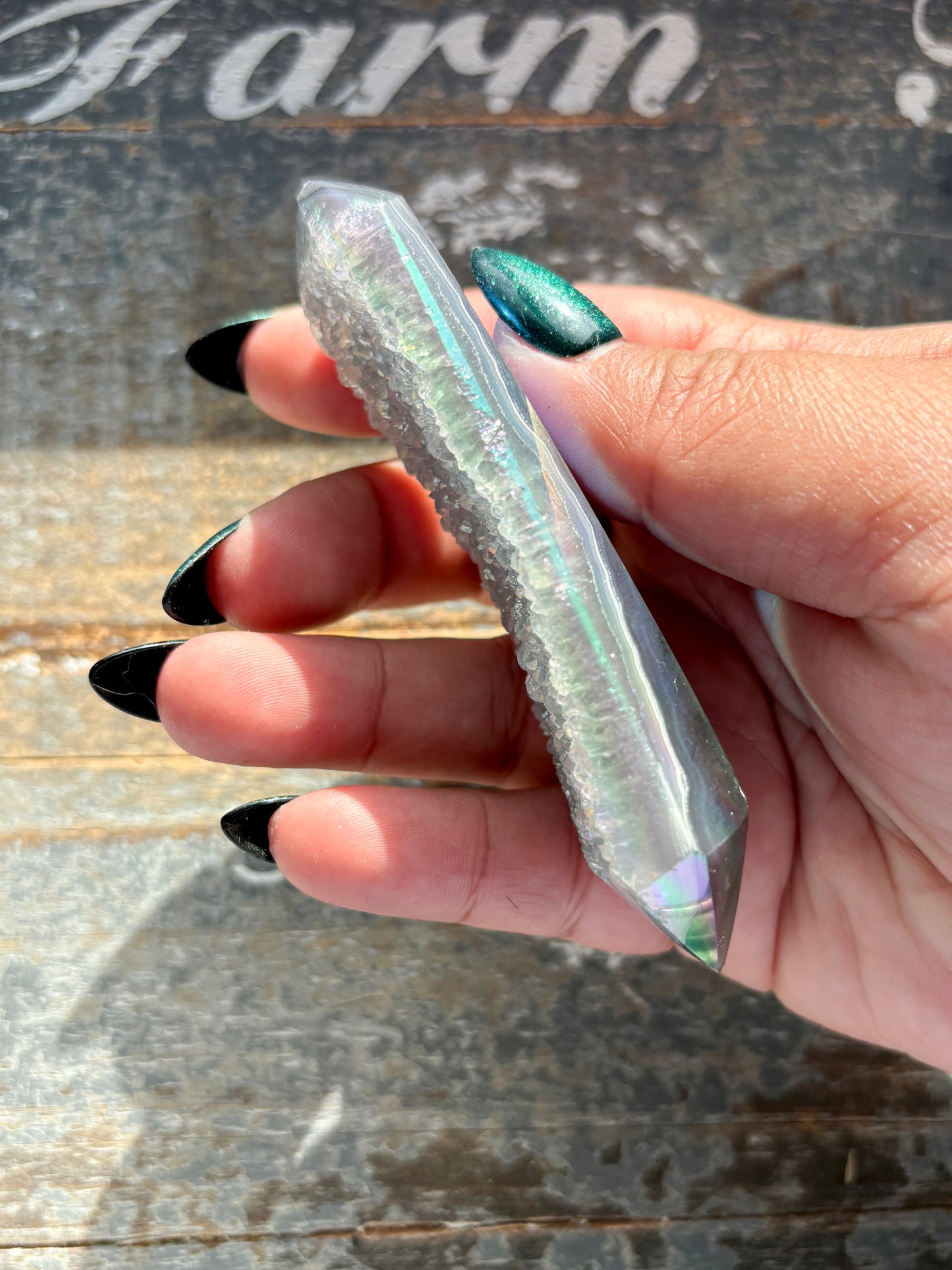 Gorgeous Aura Coated Aura Wand with Druzy from Brazil