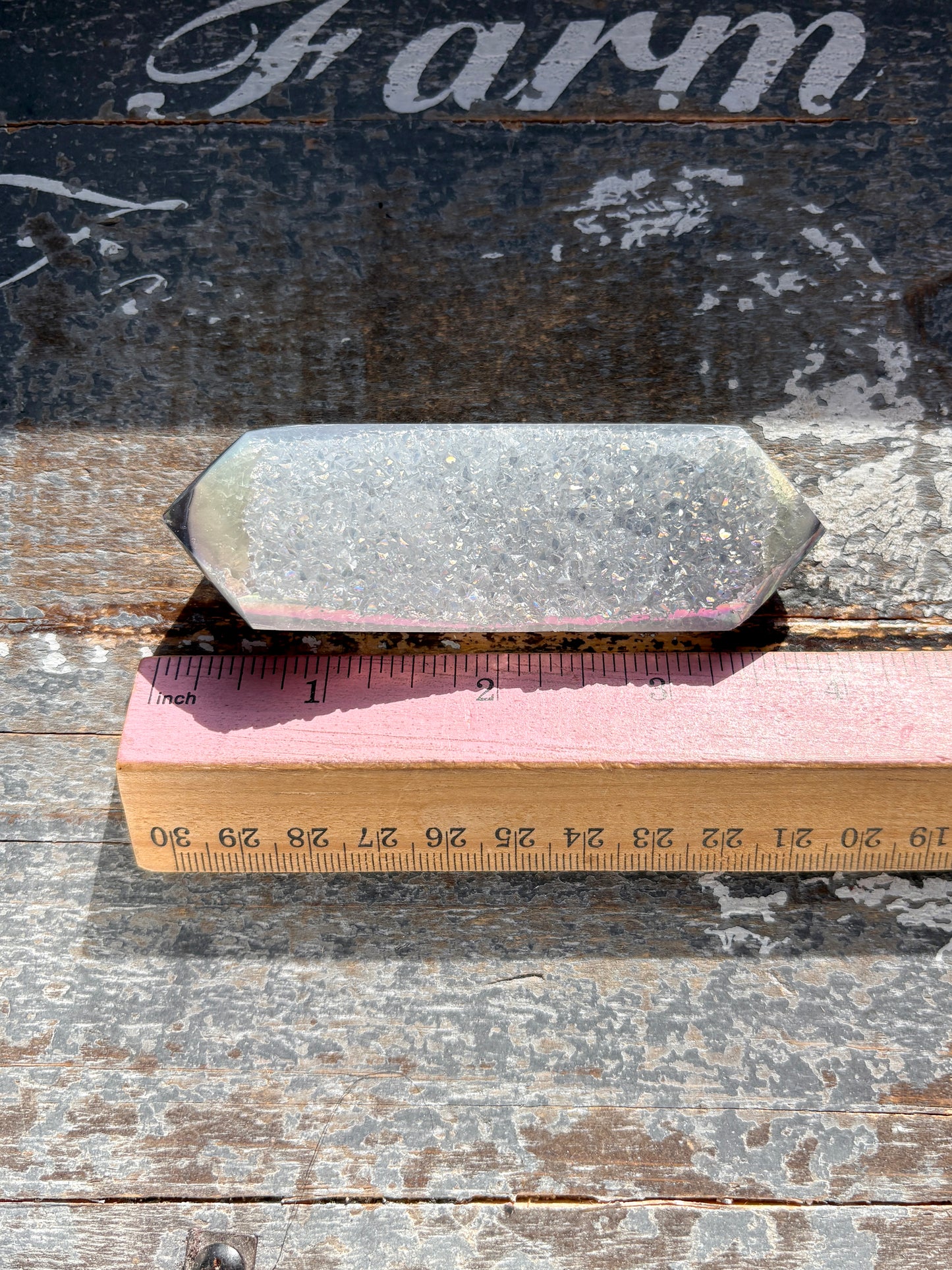 Gorgeous Aura Coated Aura Wand with Druzy from Brazil