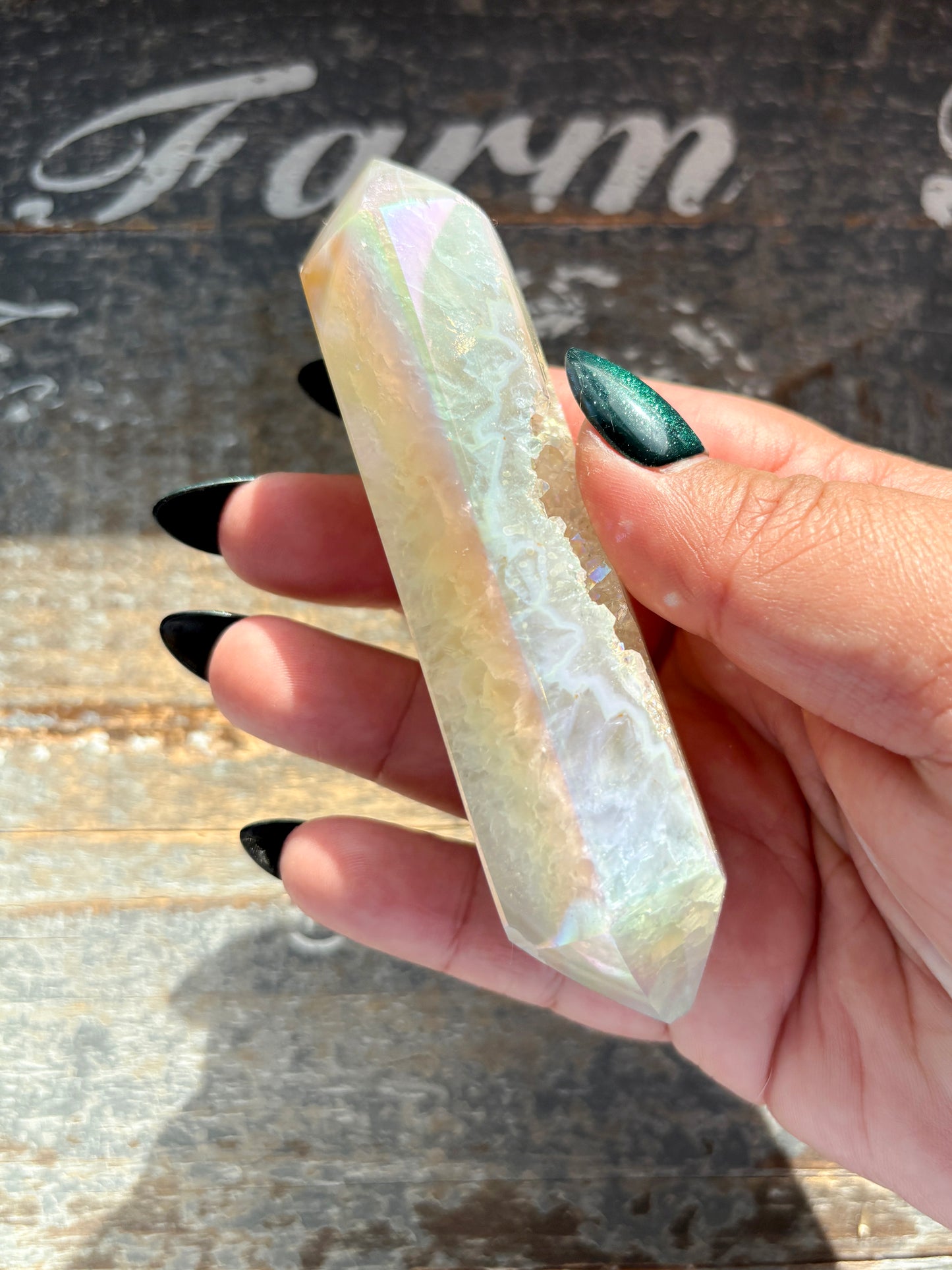 Gorgeous Aura Coated Aura Wand with Druzy from Brazil