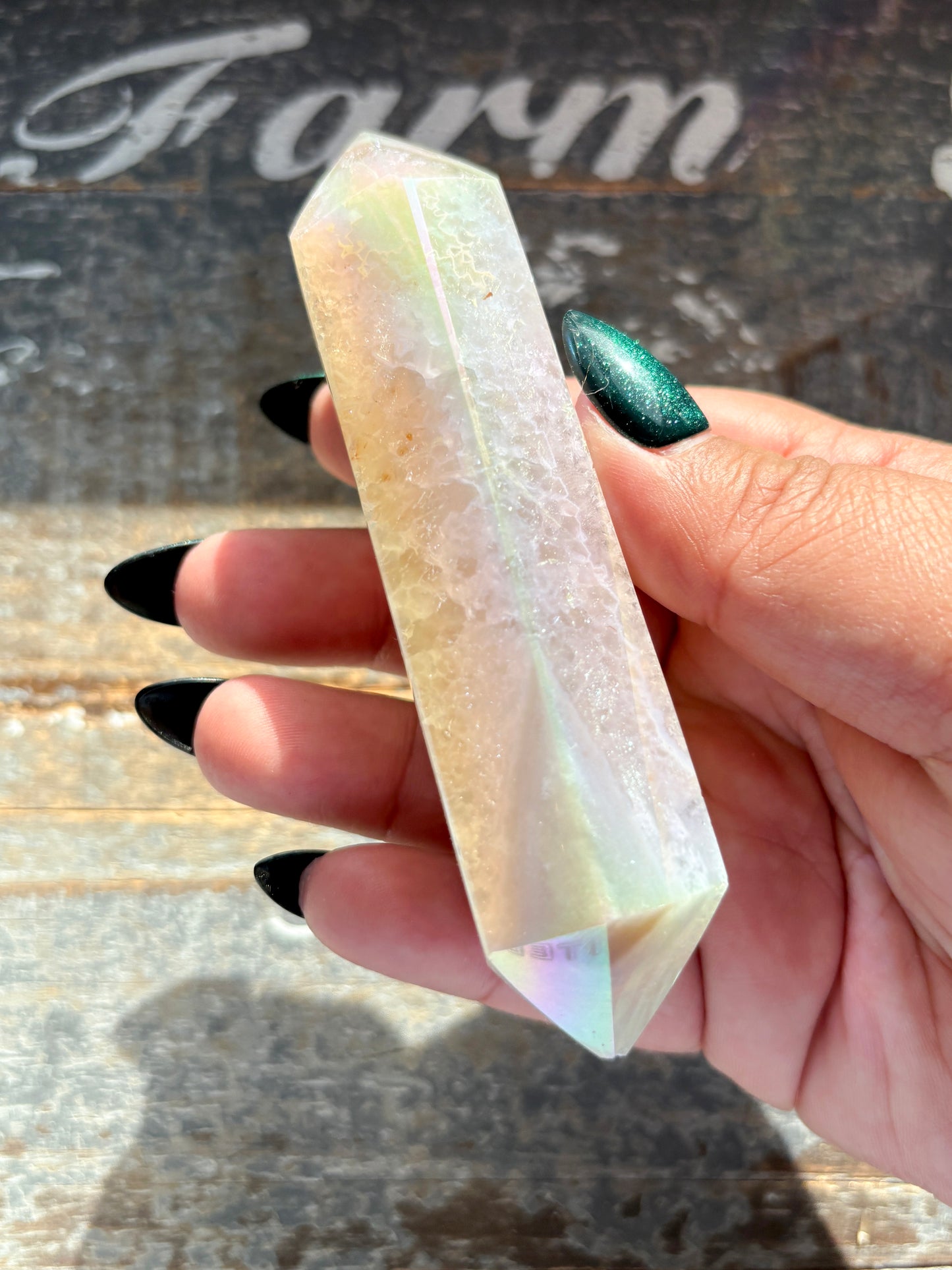 Gorgeous Aura Coated Aura Wand with Druzy from Brazil