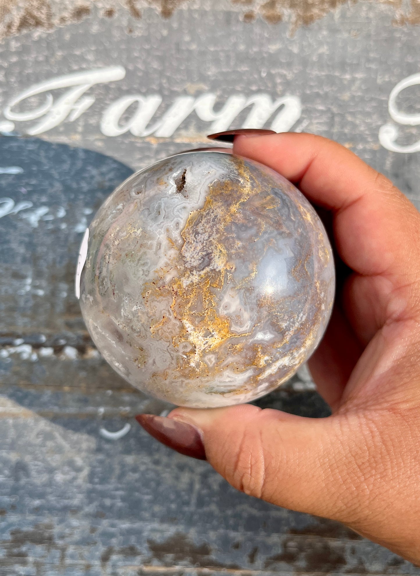 Gorgeous High Grade High Polish Moss Agate with Dark Lavender Inclusions and Druzy from Brazil