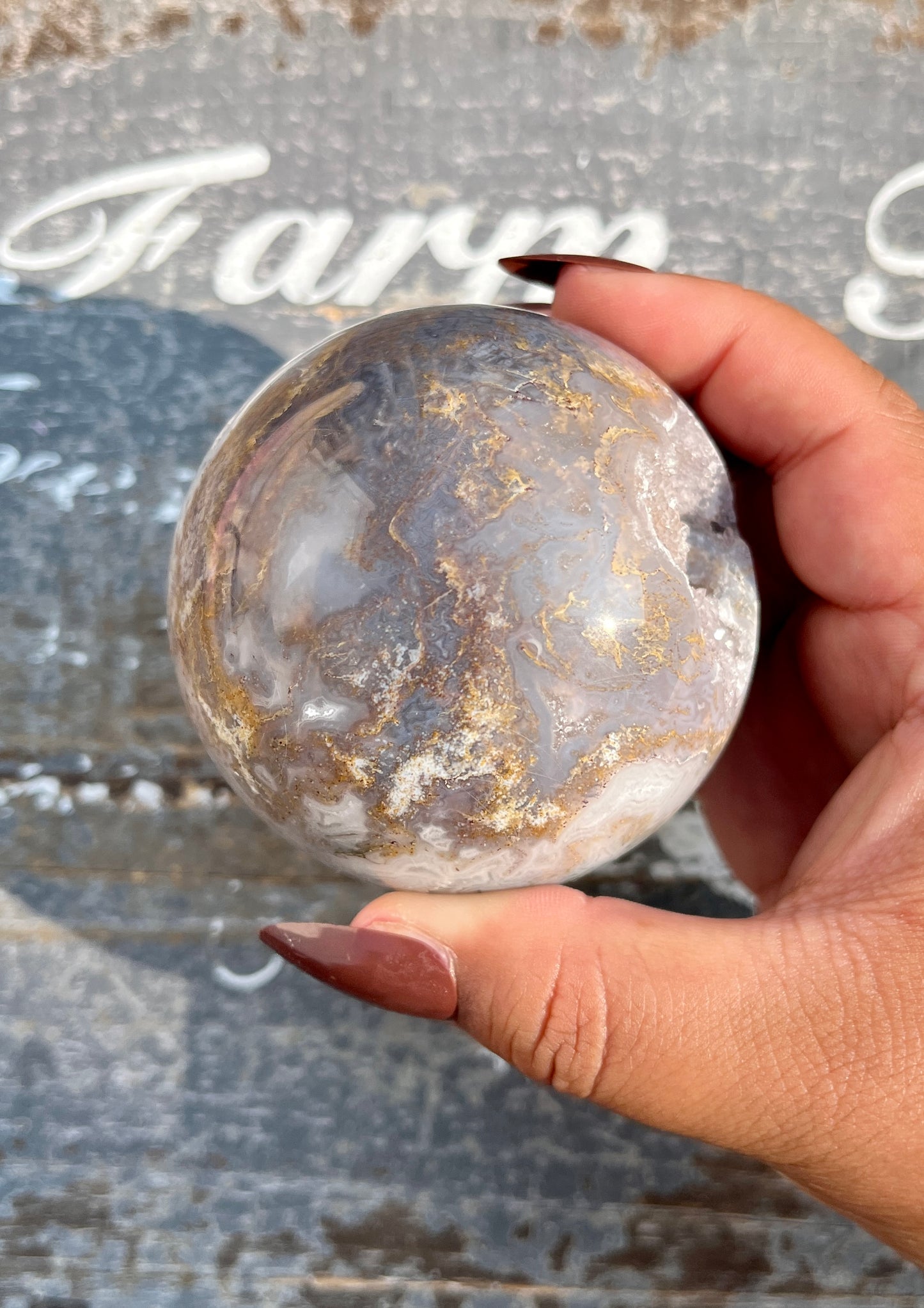 Gorgeous High Grade High Polish Moss Agate with Dark Lavender Inclusions and Druzy from Brazil