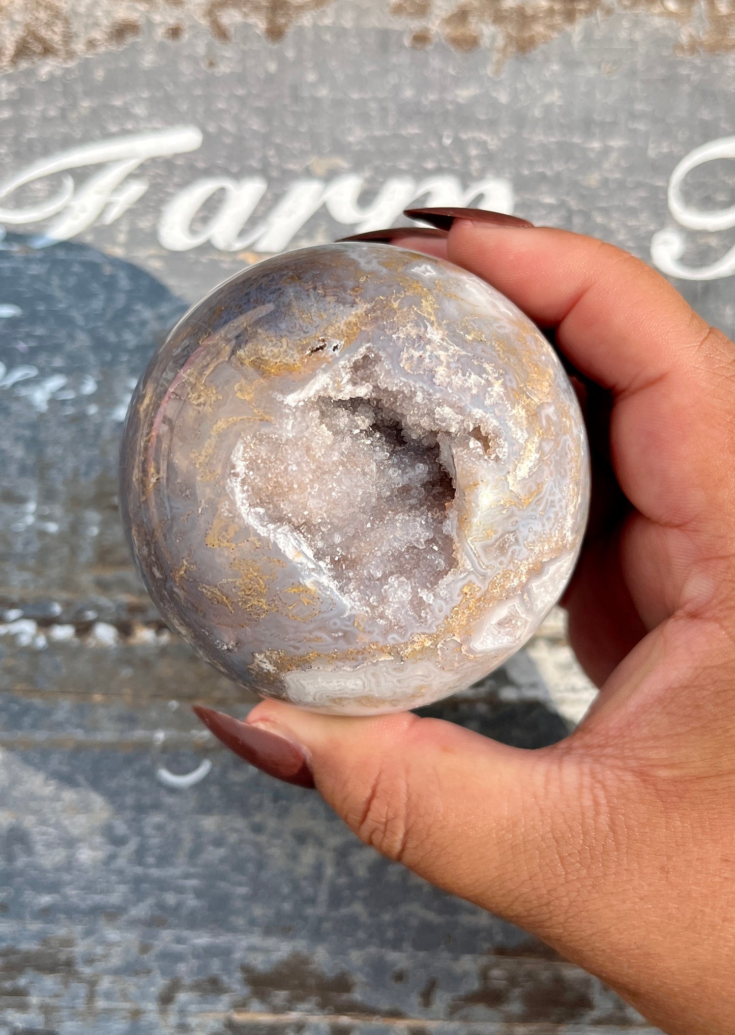 Gorgeous High Grade High Polish Moss Agate with Dark Lavender Inclusions and Druzy from Brazil