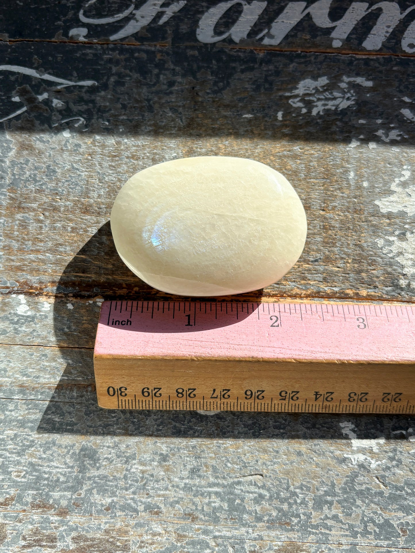 Gorgeous White Moonstone with Blue Flash Palm Stone from India