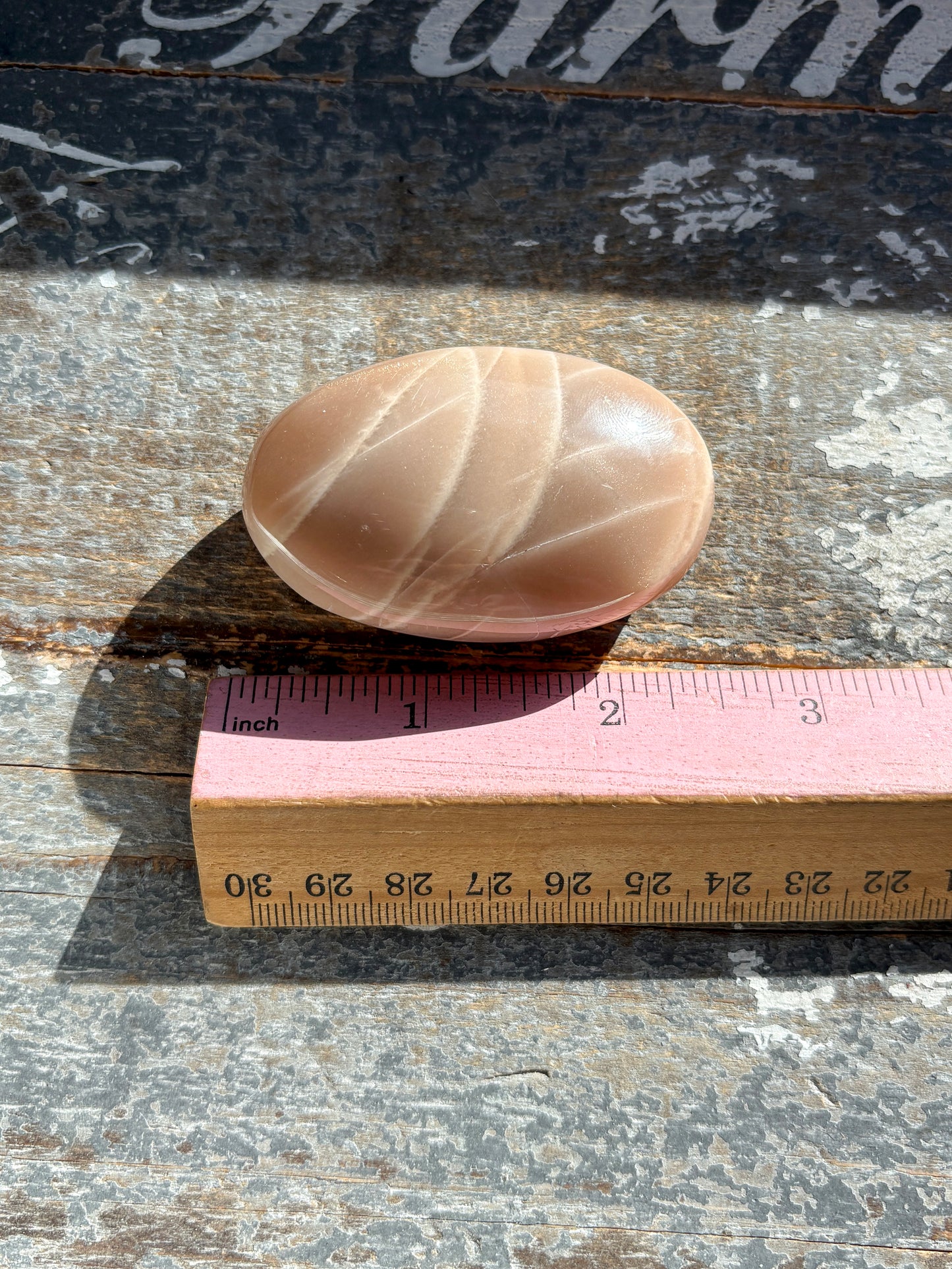 Gorgeous  Rose Gold Moonstone Palm Stone from India