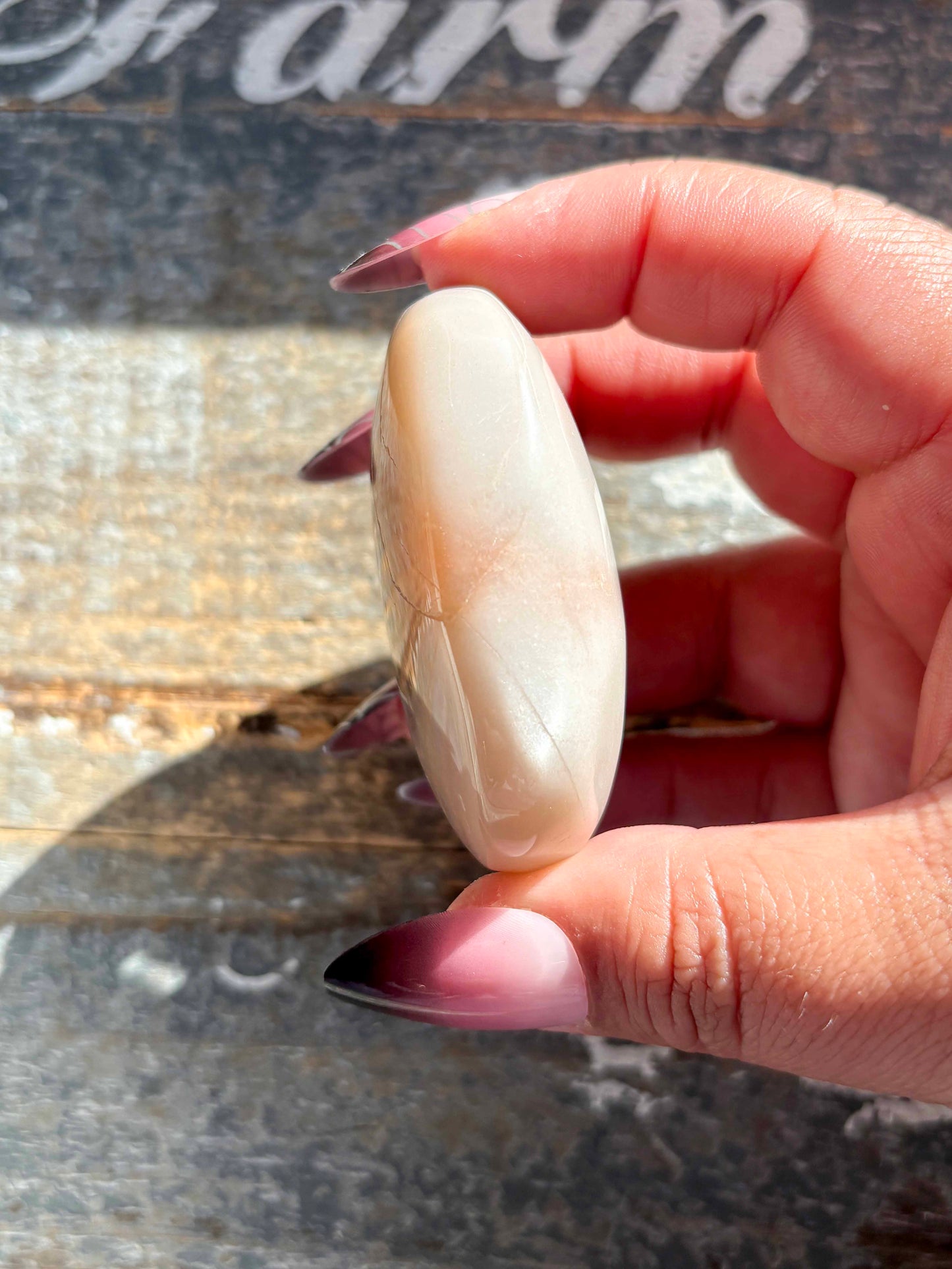 Gorgeous  Rose Gold Moonstone Palm Stone from India