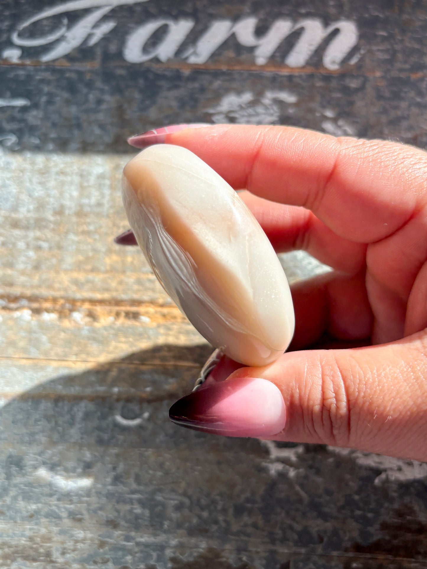 Gorgeous  Rose Gold Moonstone Palm Stone from India