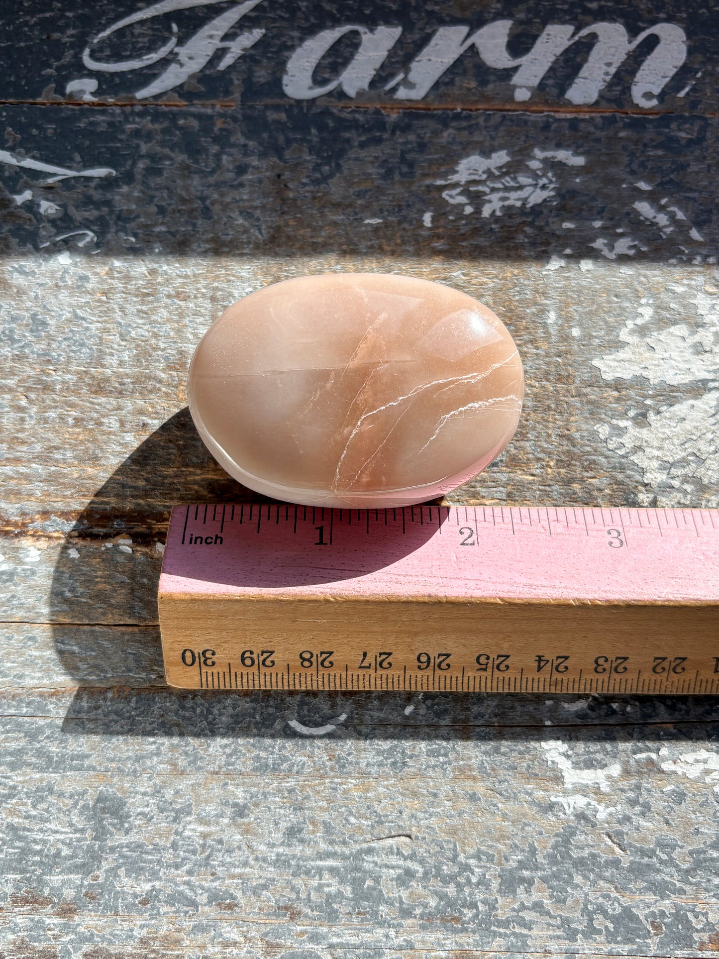 Gorgeous  Rose Gold Moonstone Palm Stone from India