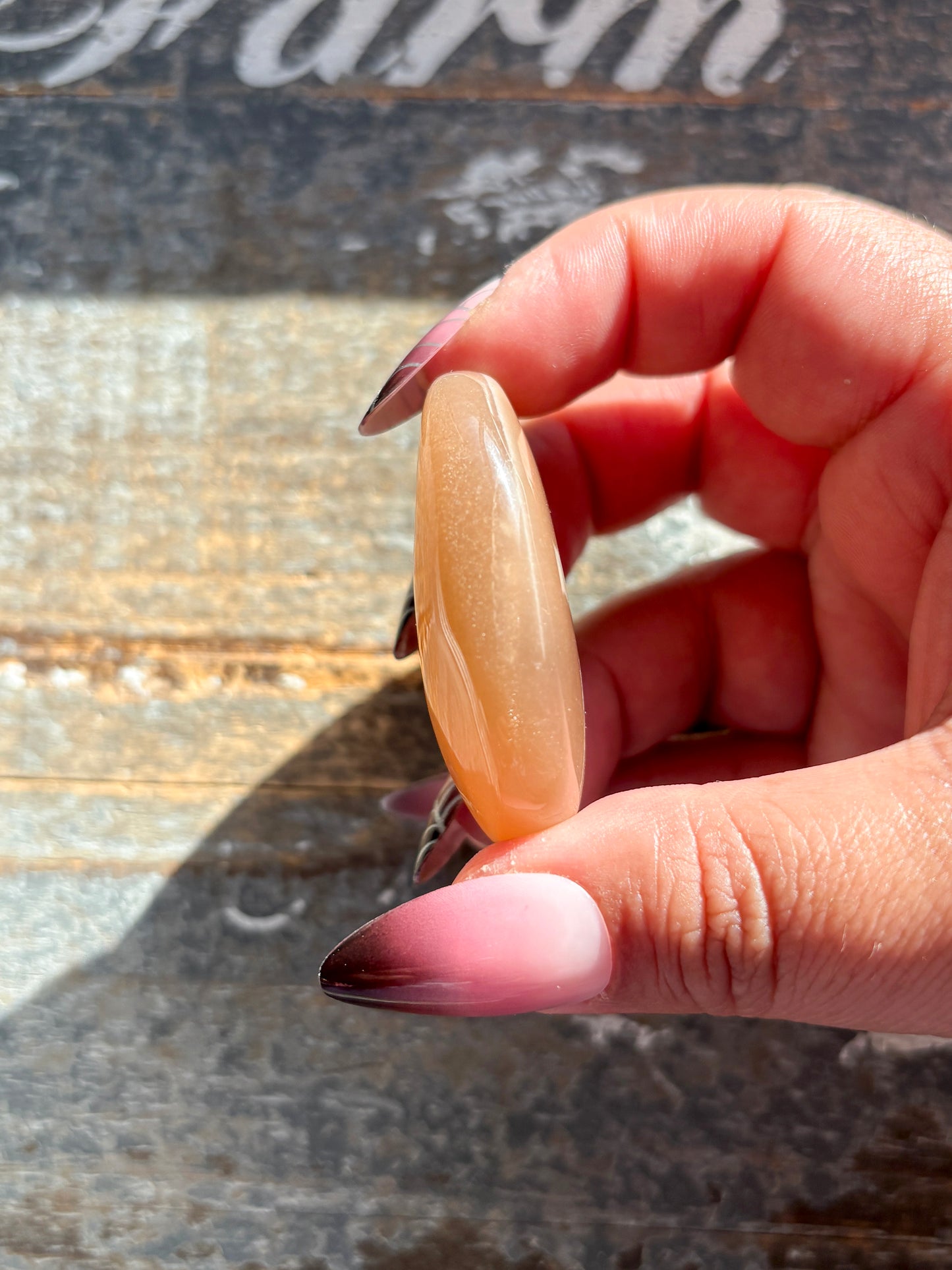 Gorgeous  Rose Gold Moonstone Palm Stone from India