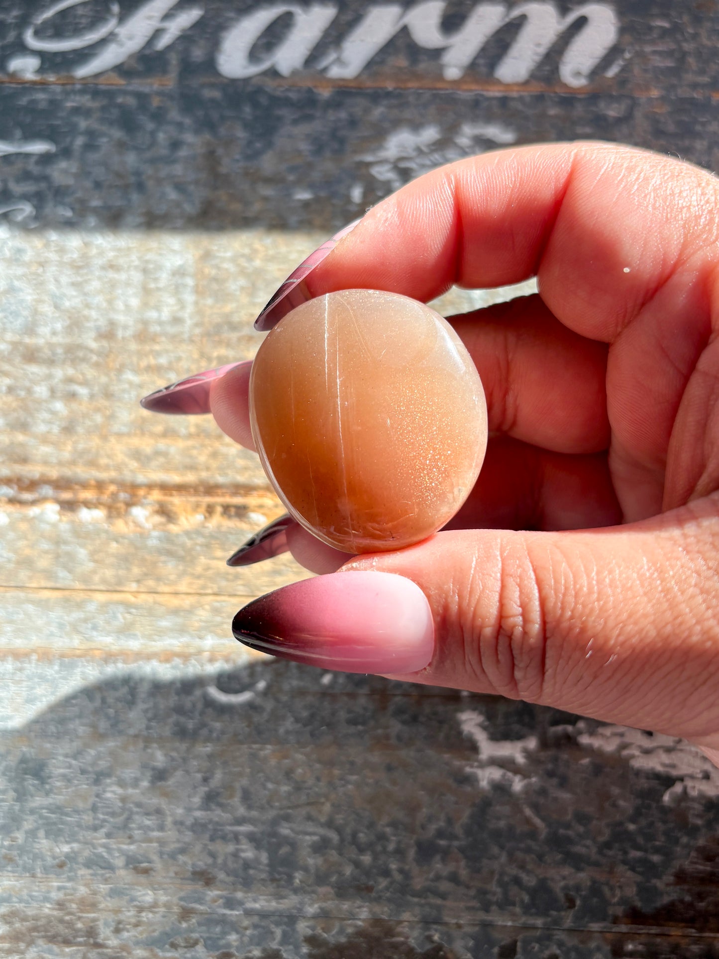 Gorgeous  Rose Gold Moonstone Palm Stone from India