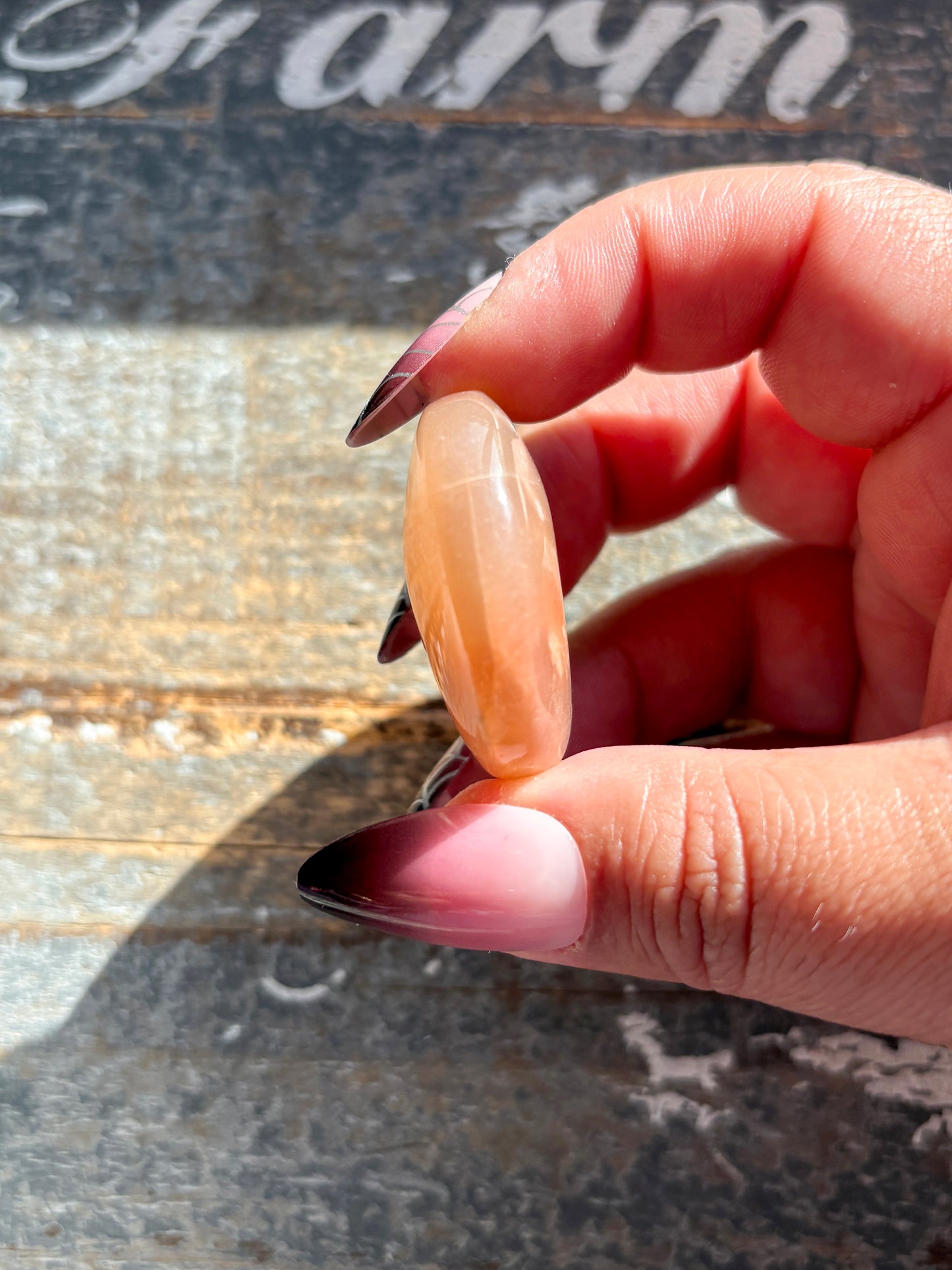 Gorgeous  Rose Gold Moonstone Palm Stone from India