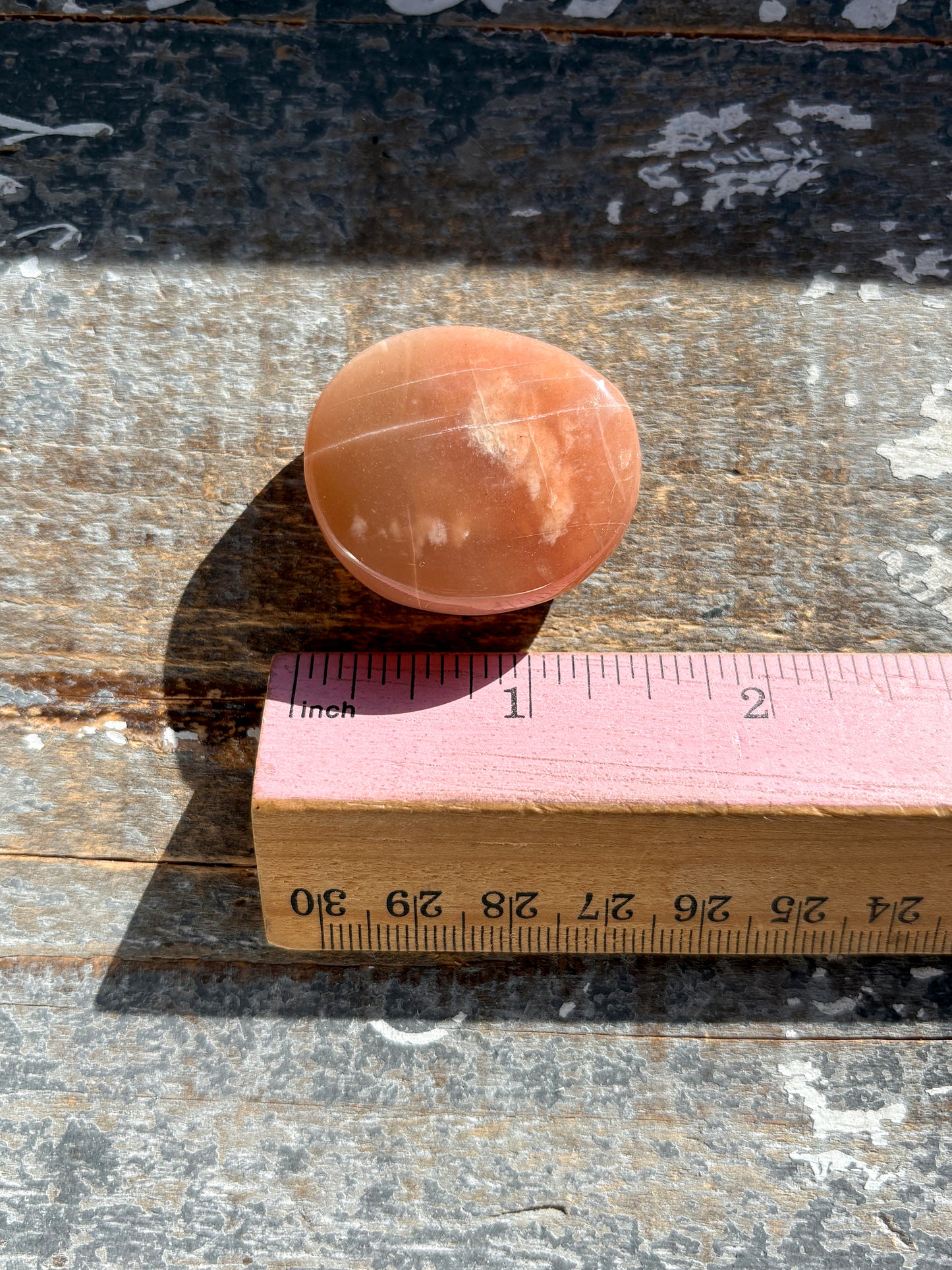 Gorgeous  Rose Gold Moonstone Palm Stone from India