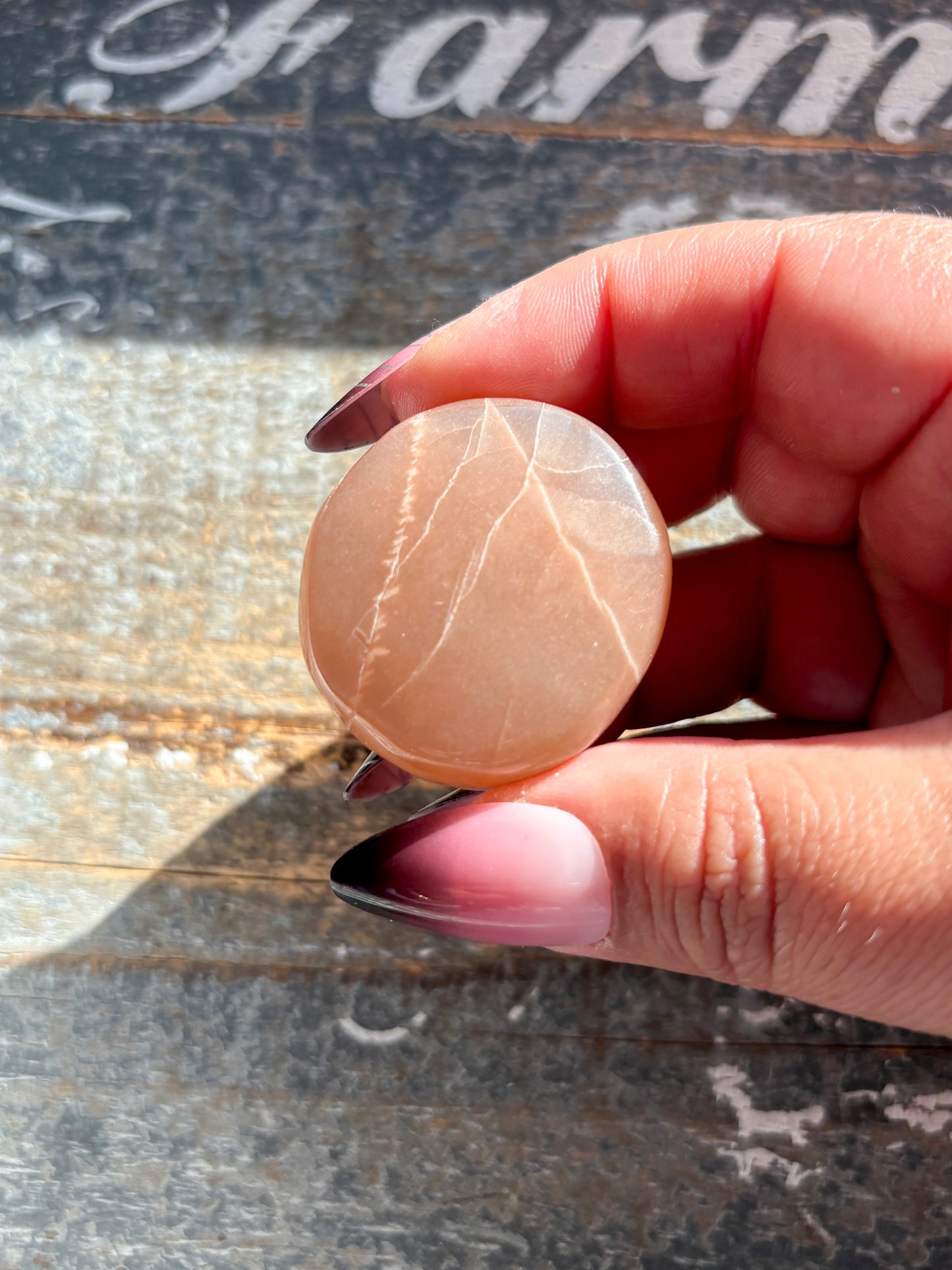 Gorgeous  Rose Gold Moonstone Palm Stone from India