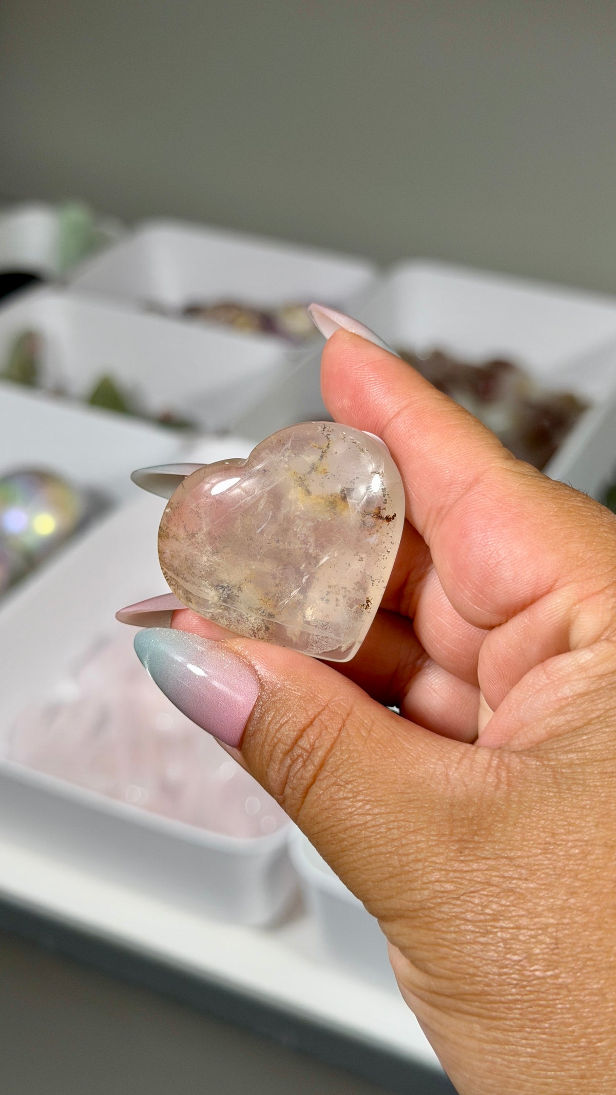 Gorgeous Girasol Heart with Dendritic Inclusions | Brazil | Opt 16 | Denver Gem Show Find